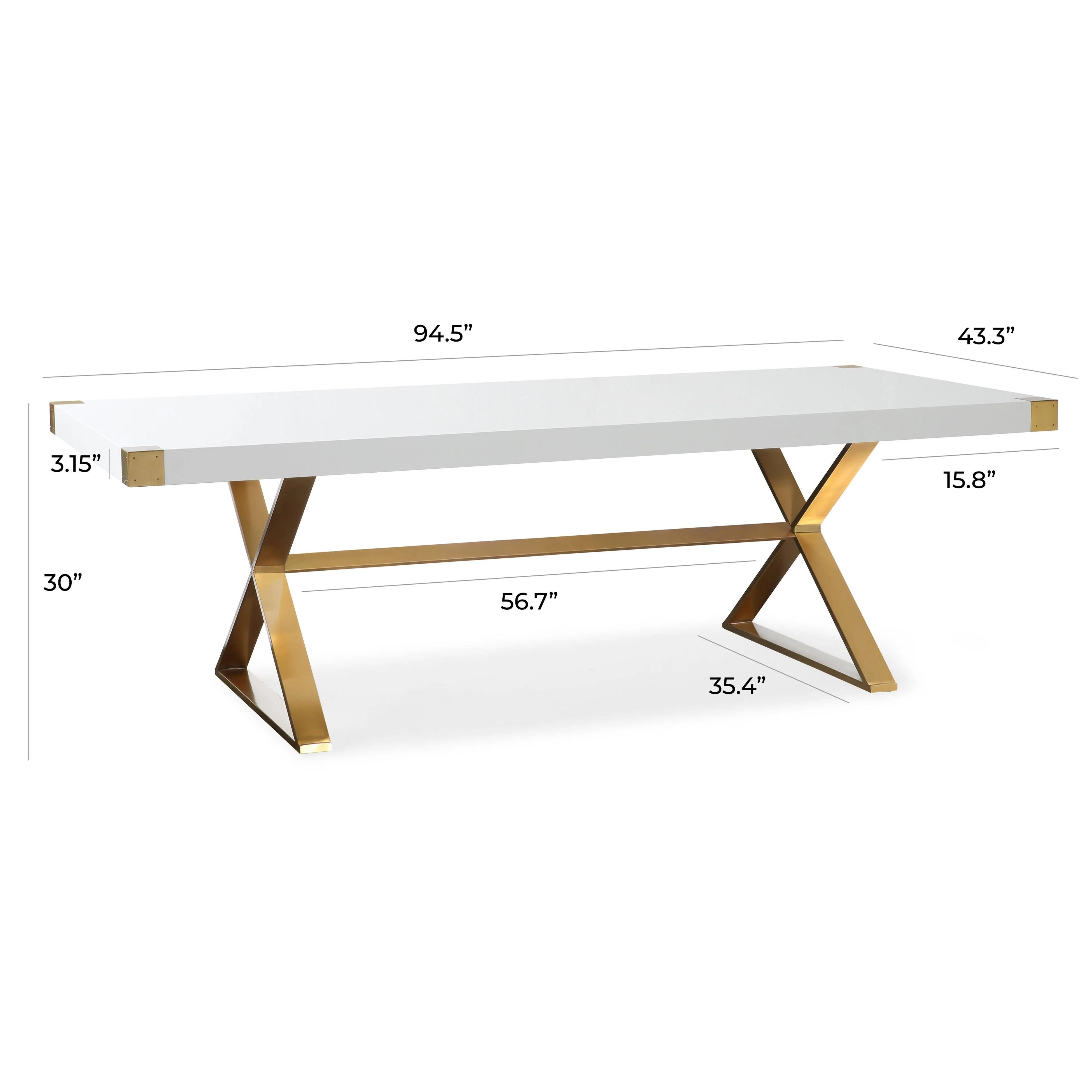 Adeline 95" Lacquer Rectangular Dining Table - Image 5