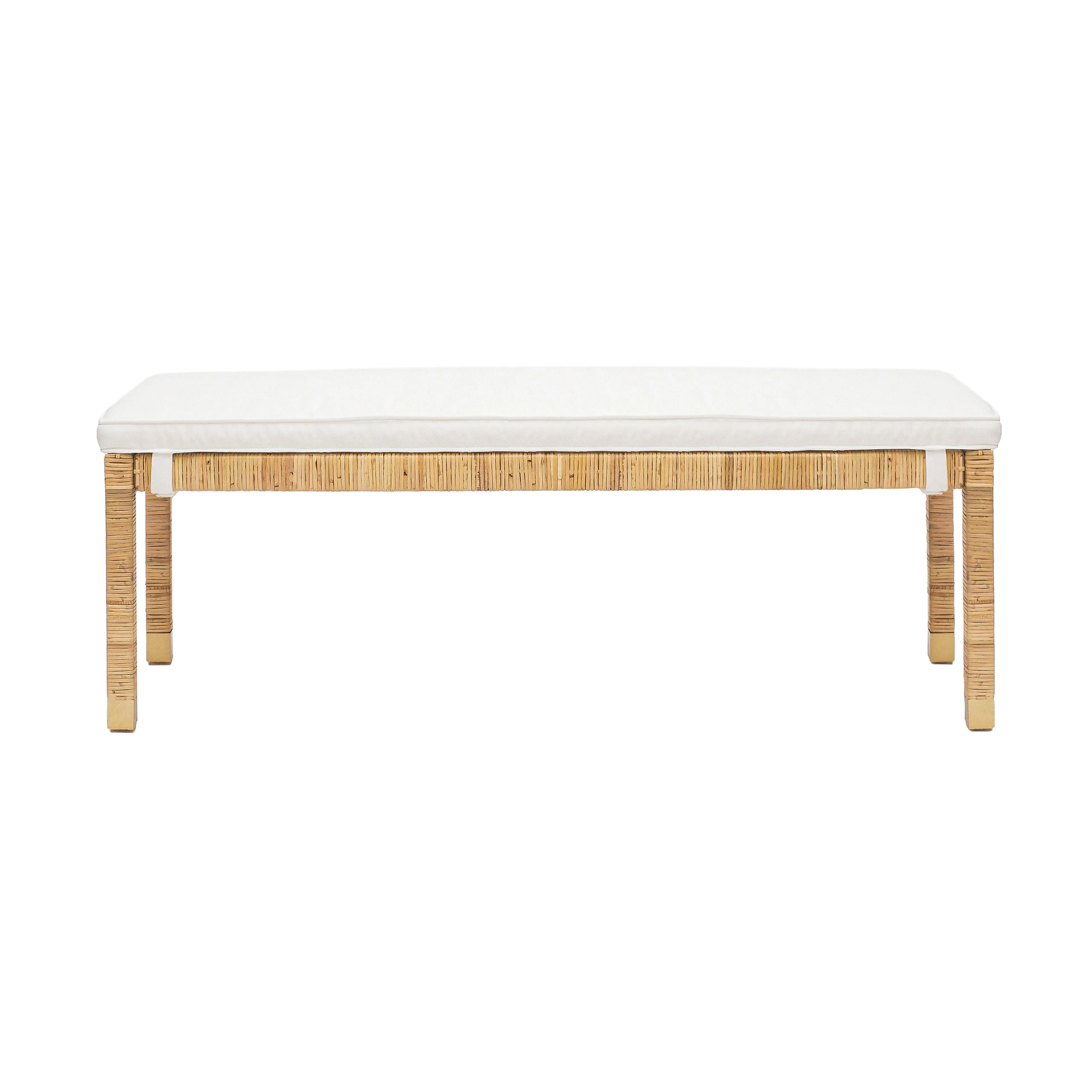 Amara 50" Woven Rattan Performance Fabric Bench - Image 3