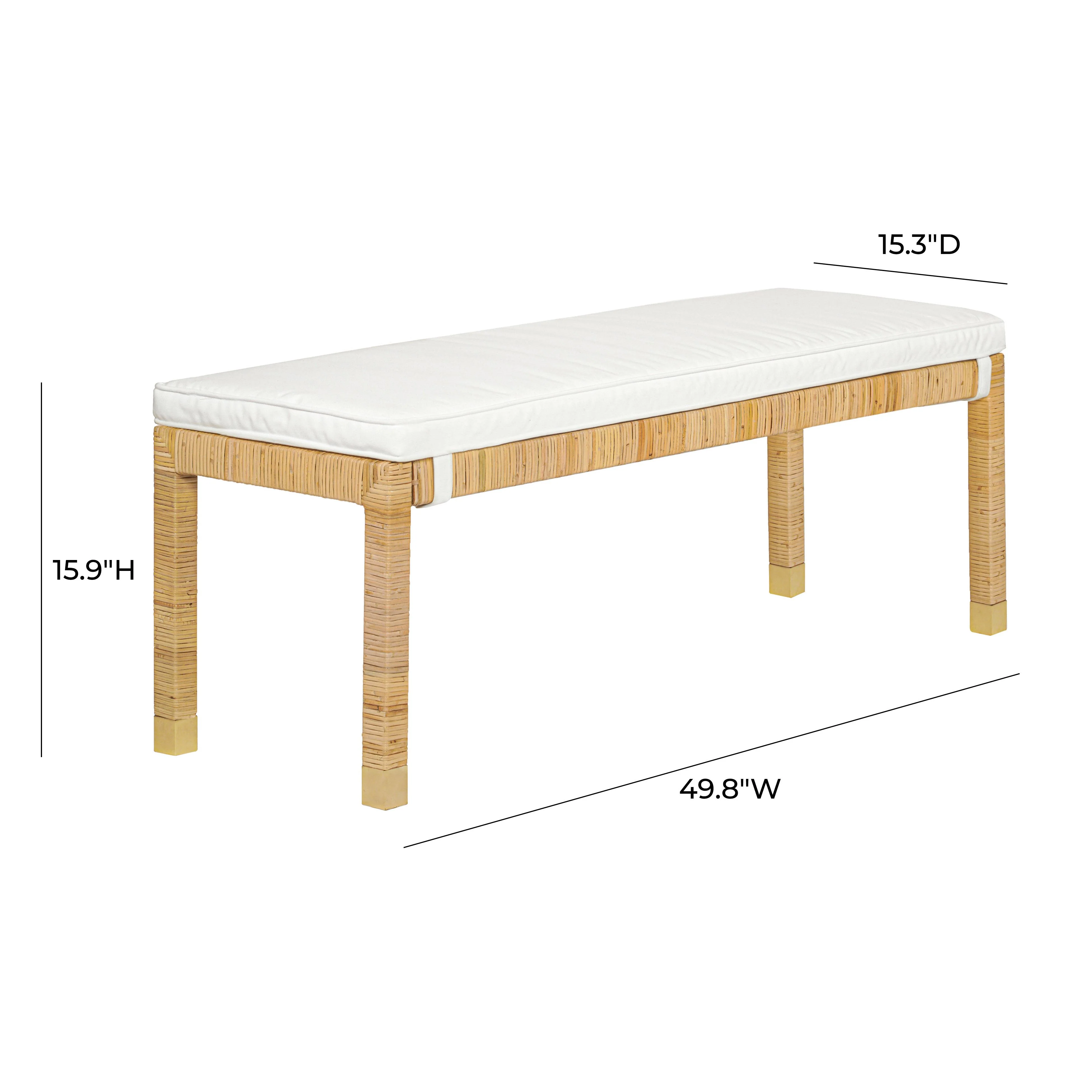 Amara 50" Woven Rattan Performance Fabric Bench - Image 5