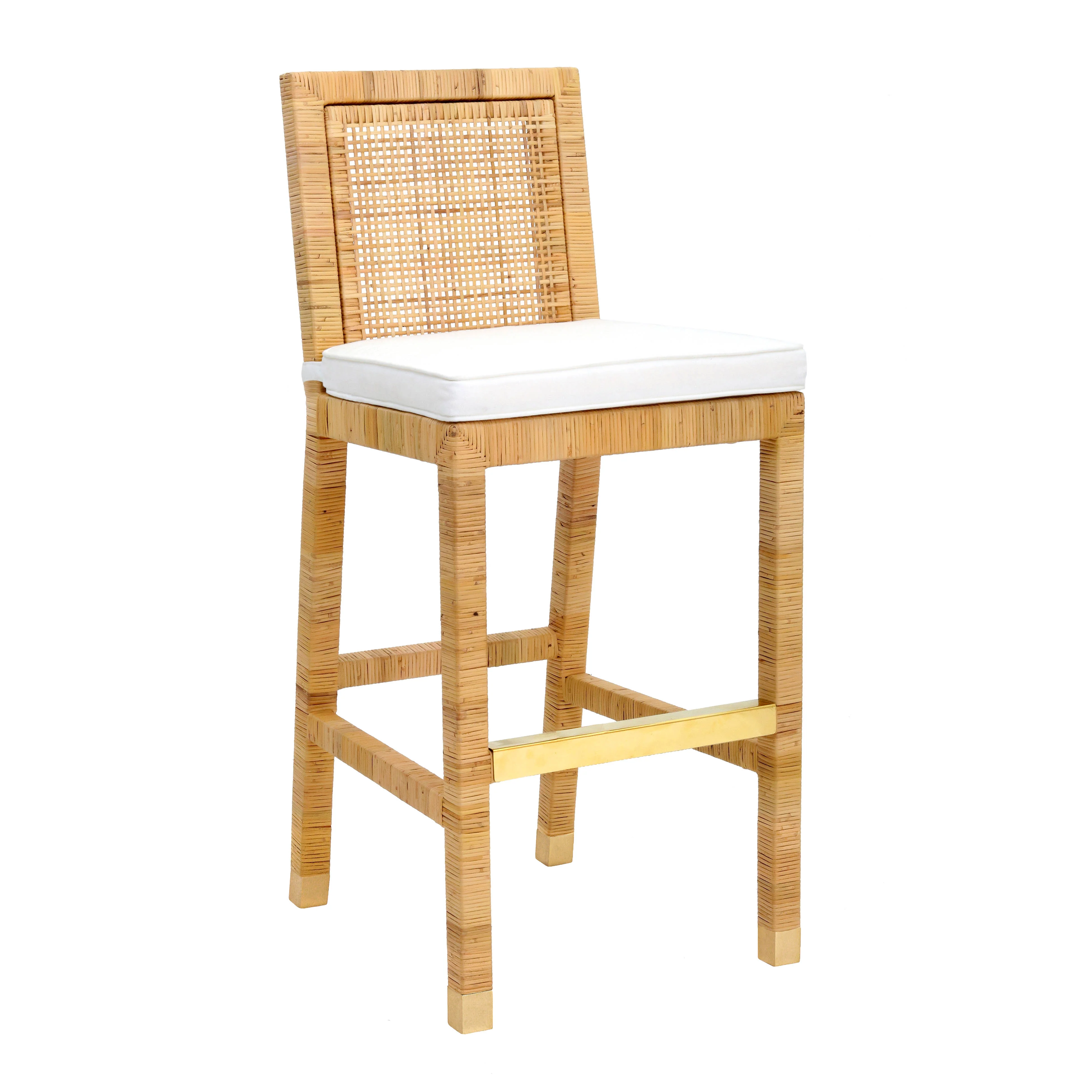 Amara Woven Rattan Performance Fabric Stool - Image 10