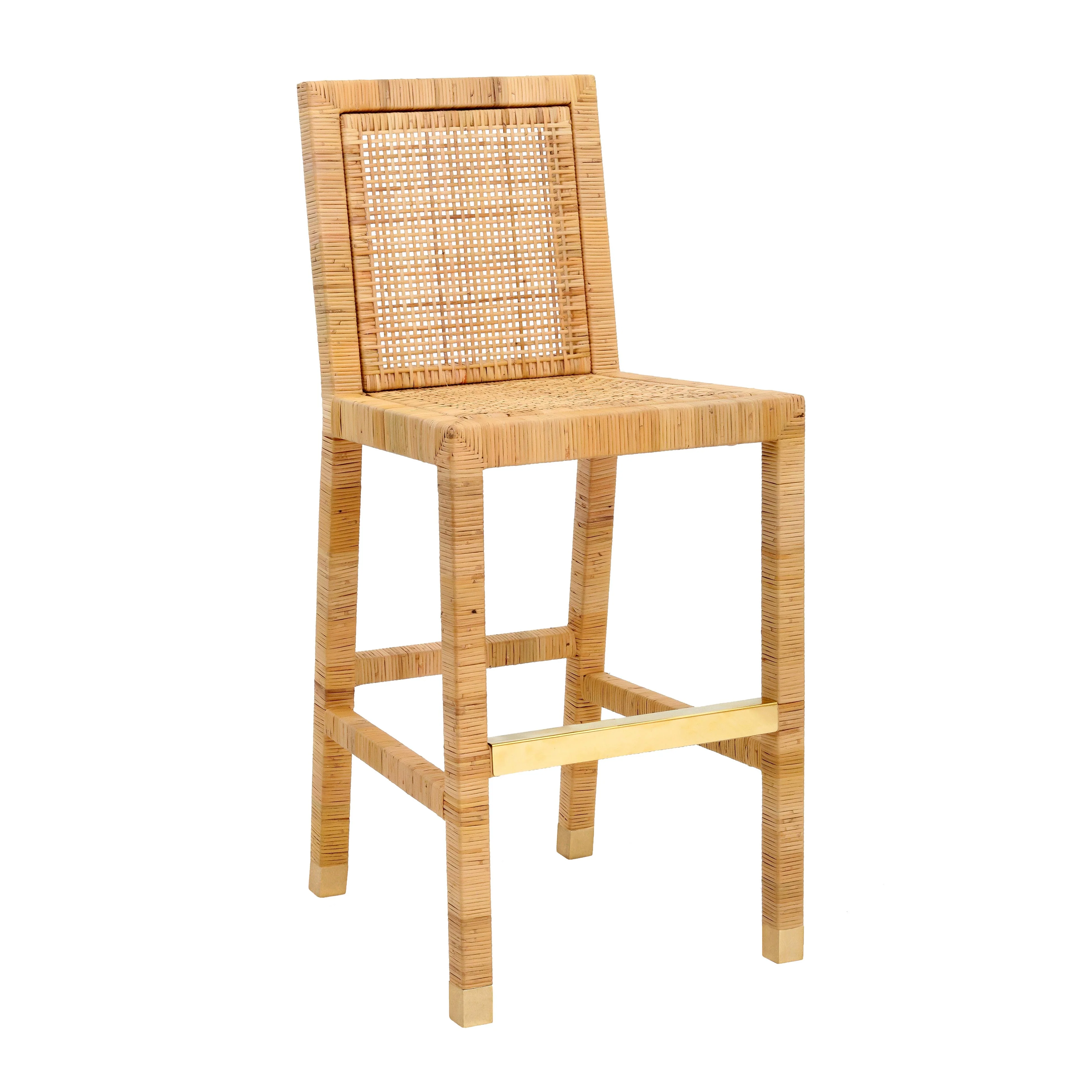Amara Woven Rattan Performance Fabric Stool - Image 12