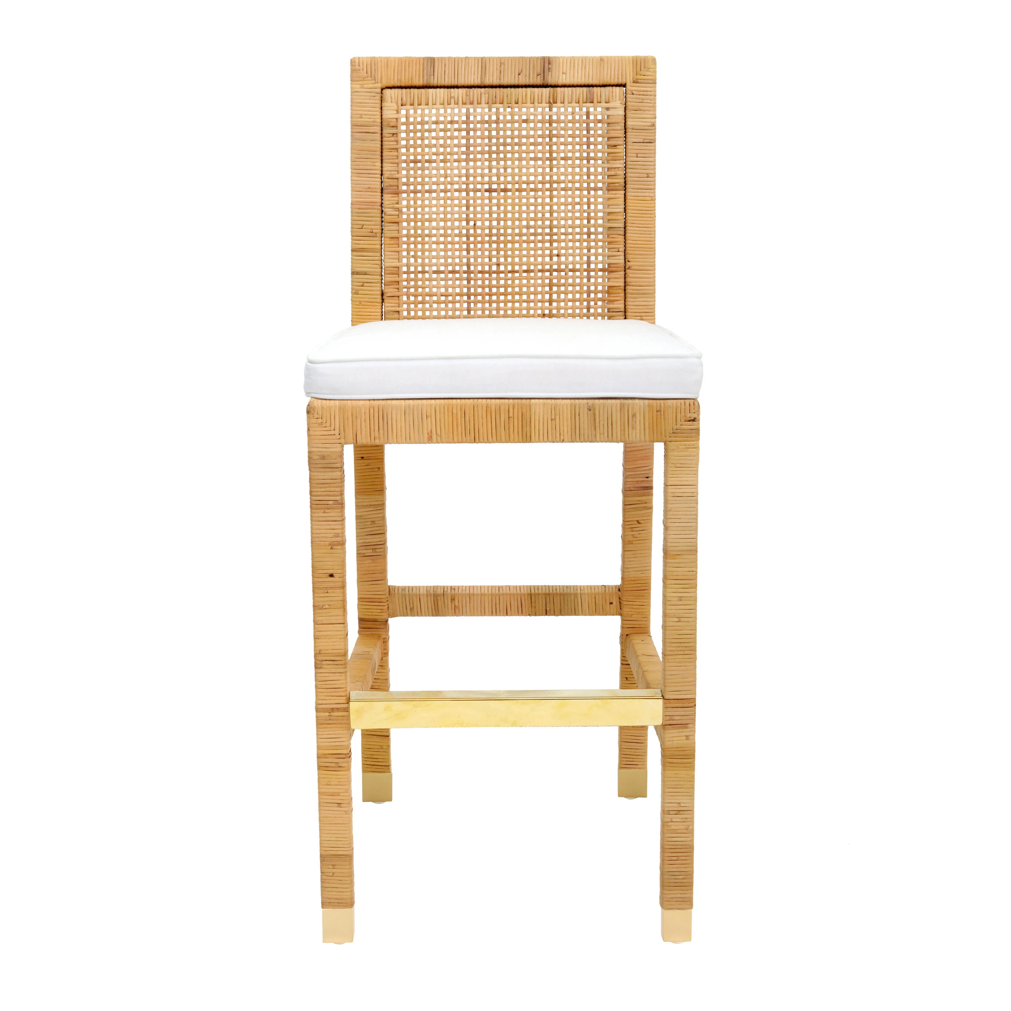 Amara Woven Rattan Performance Fabric Stool - Image 13