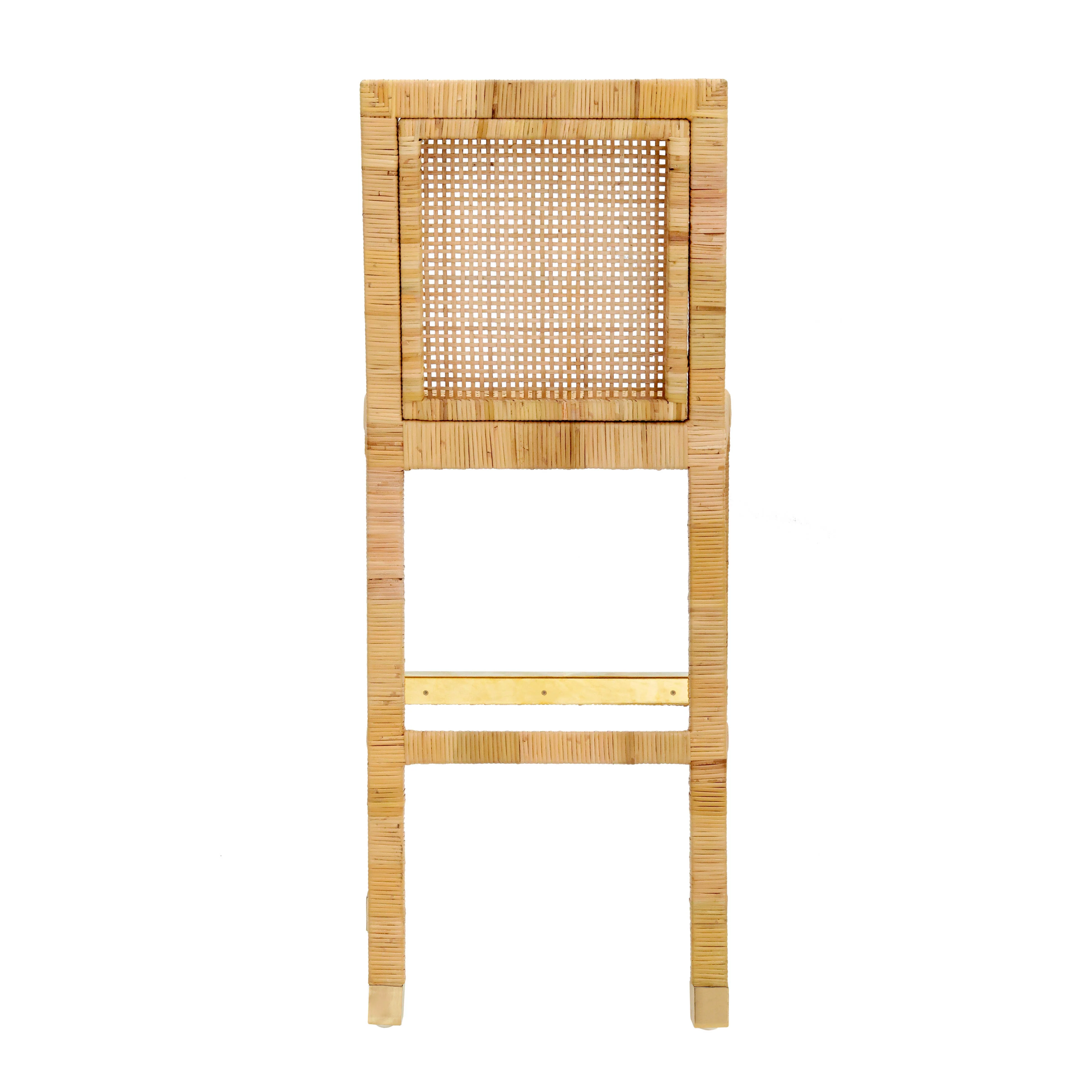Amara Woven Rattan Performance Fabric Stool - Image 16