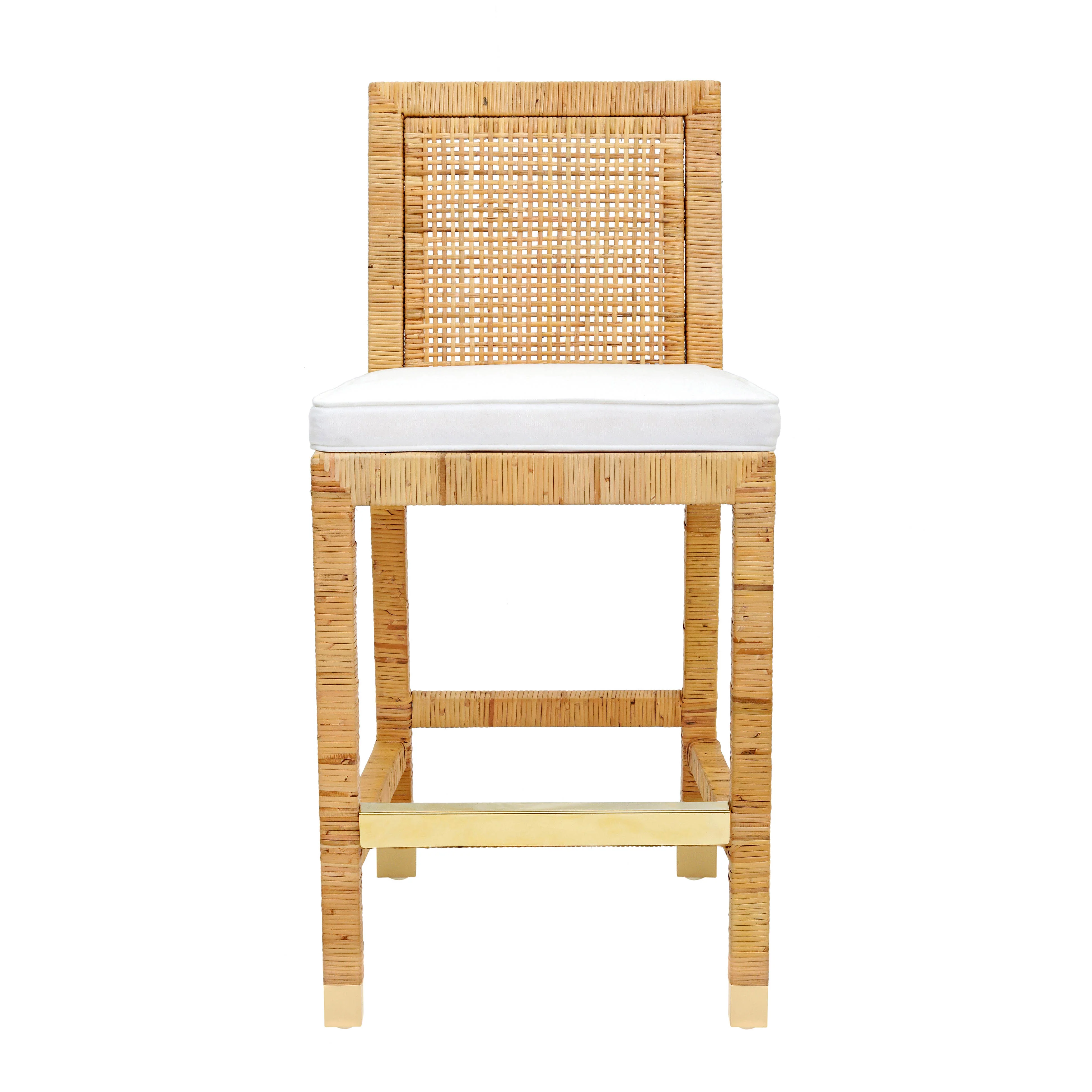 Amara Woven Rattan Performance Fabric Stool - Image 4