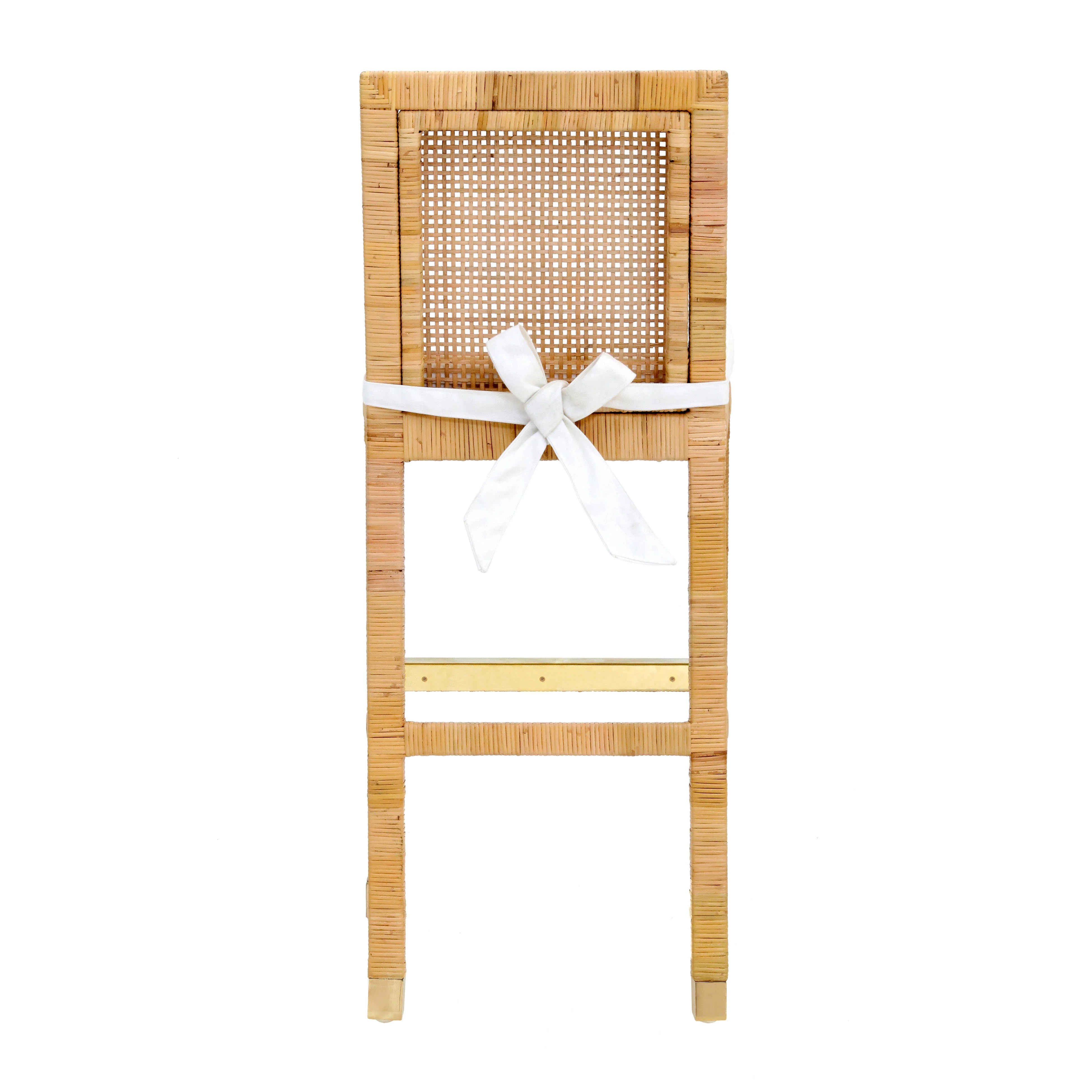Amara Woven Rattan Performance Fabric Stool - Image 6