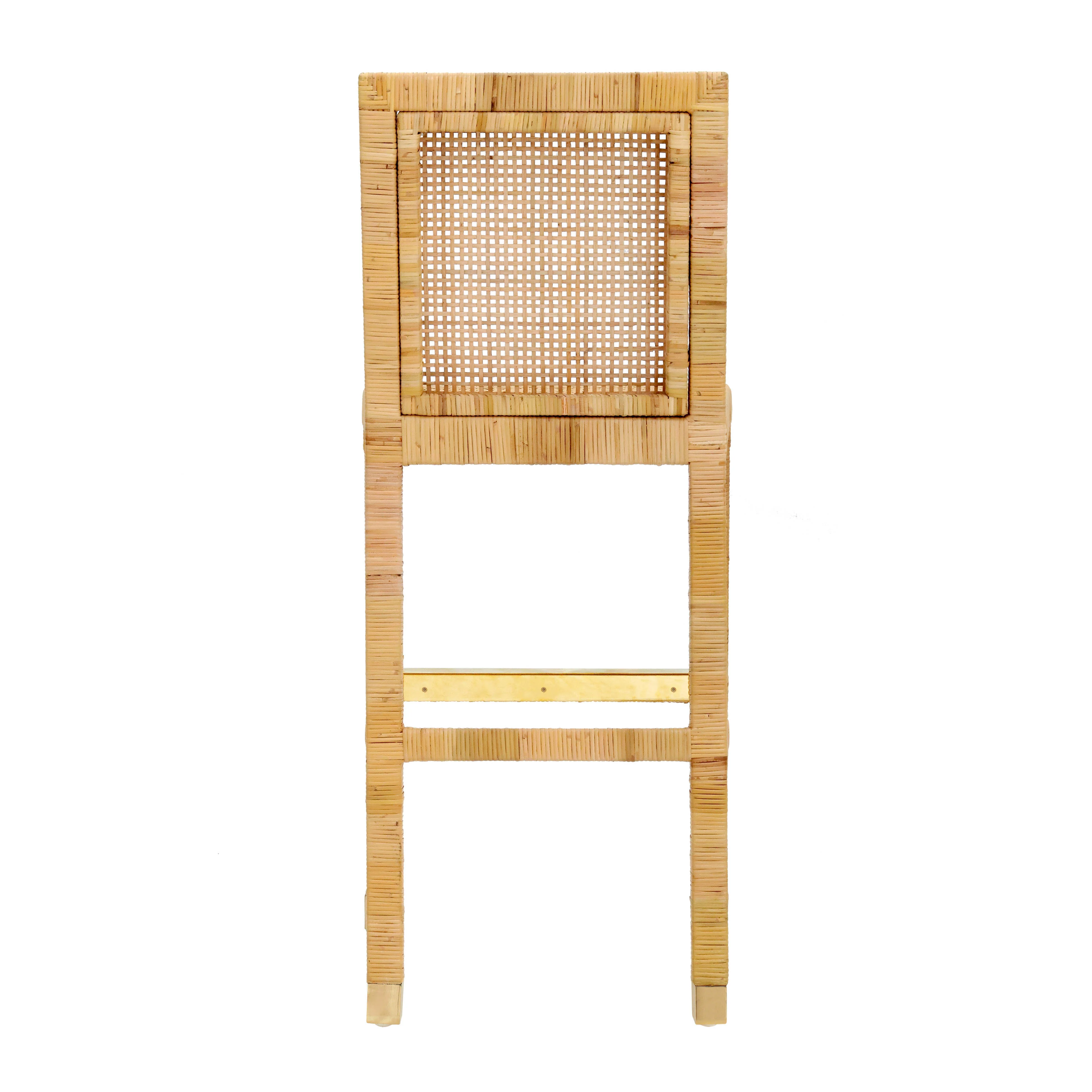 Amara Woven Rattan Performance Fabric Stool - Image 7