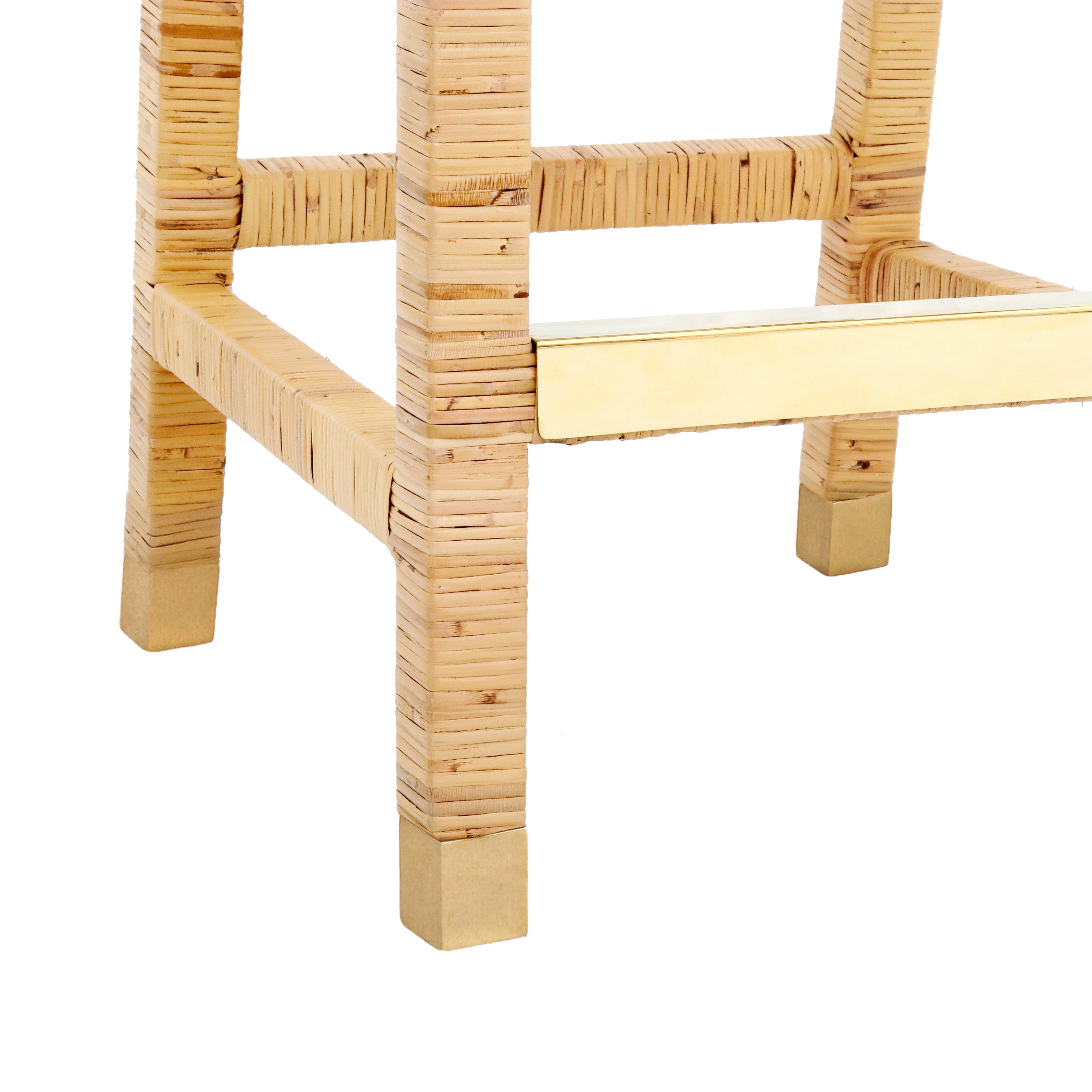 Amara Woven Rattan Performance Fabric Stool - Image 8