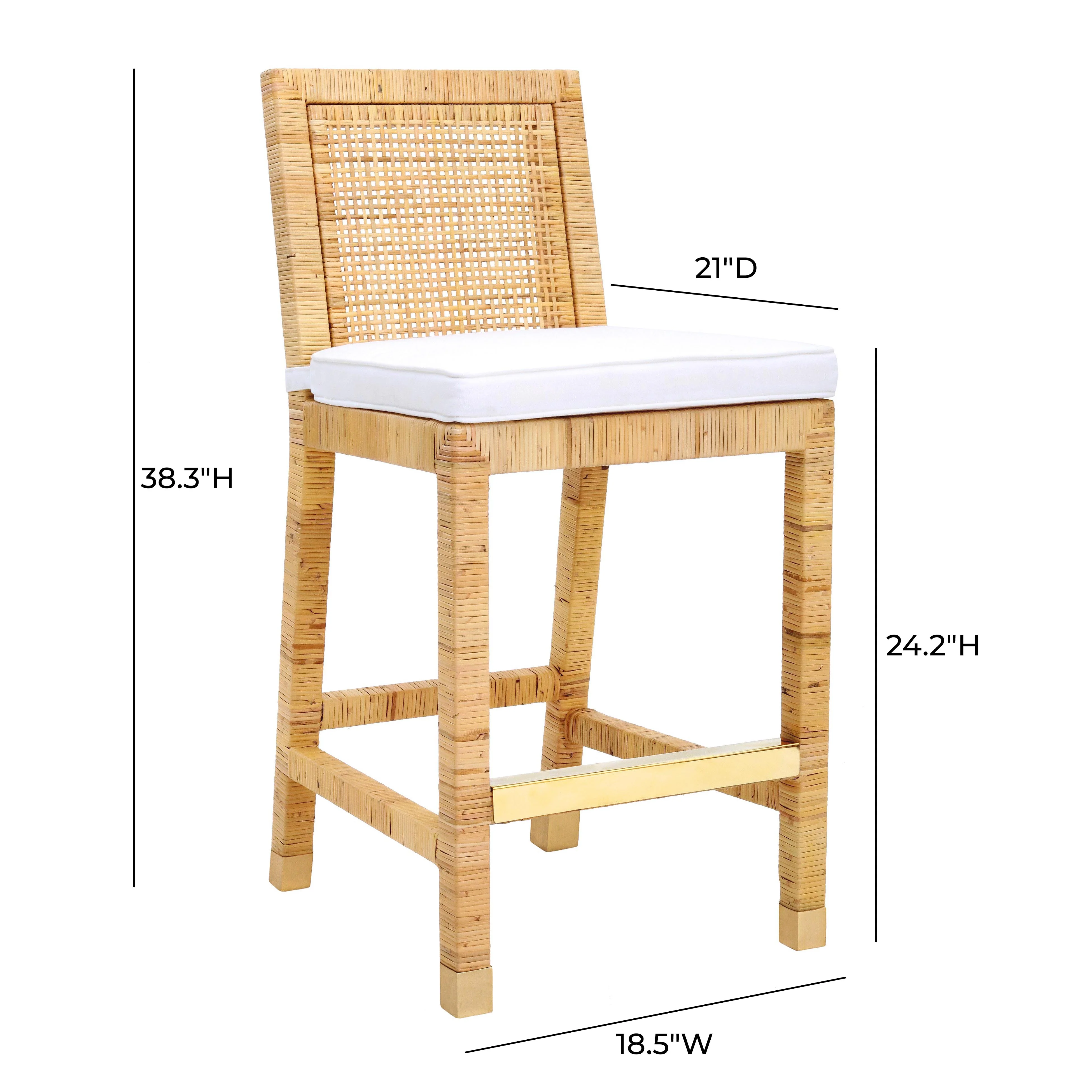 Amara Woven Rattan Performance Fabric Stool - Image 9