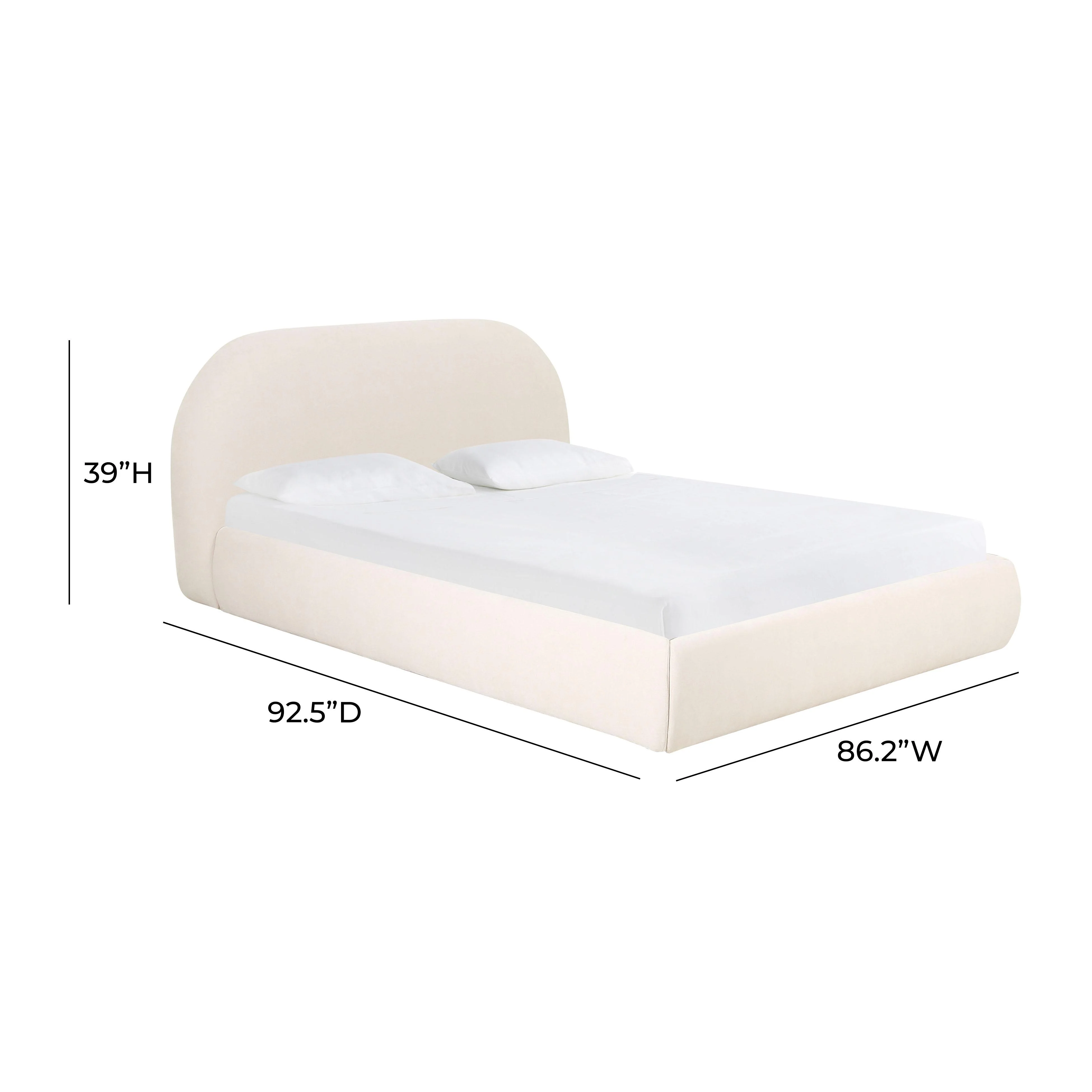 Bara Cream Textured Performance Velvet Bed - Image 14