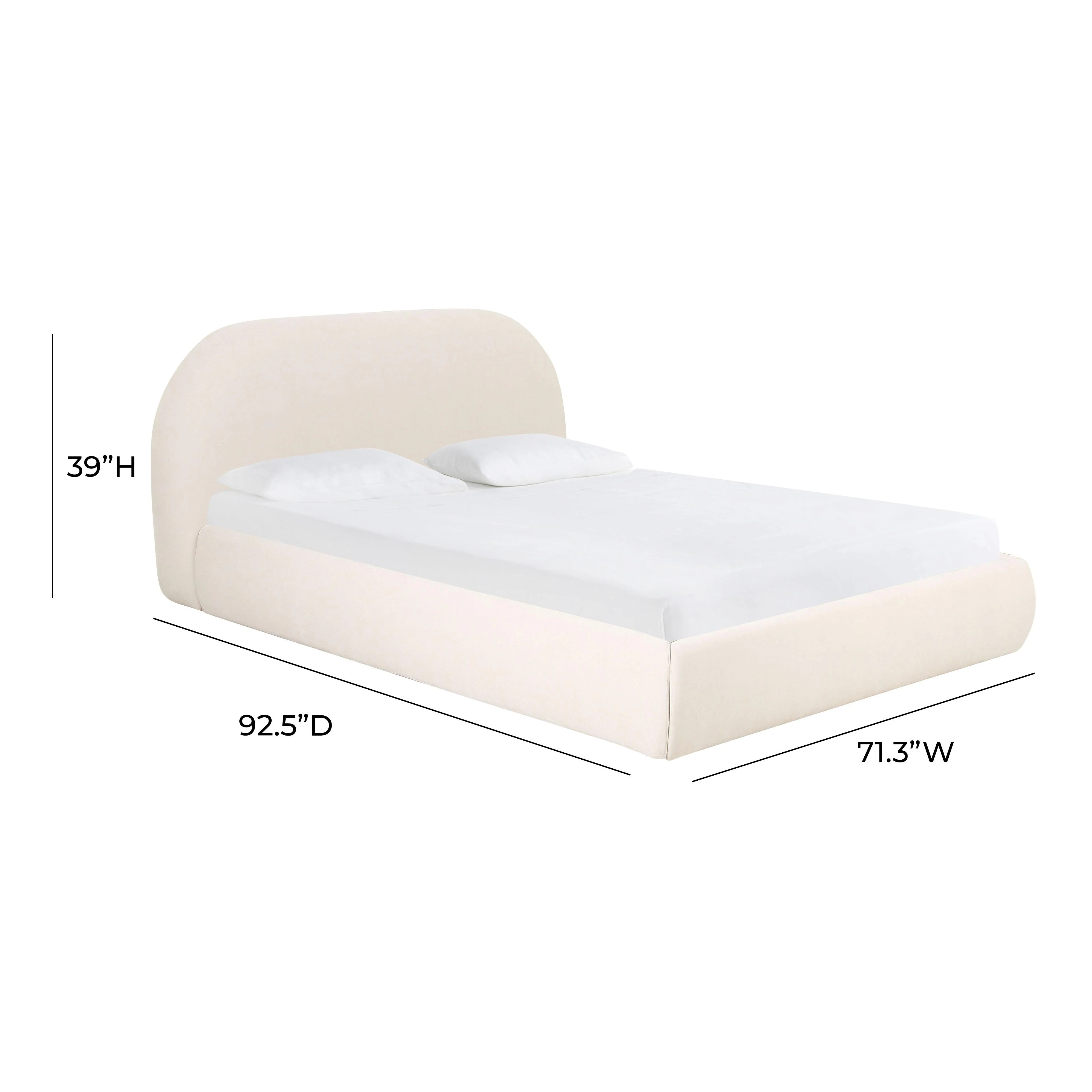 Bara Cream Textured Performance Velvet Bed - Image 7