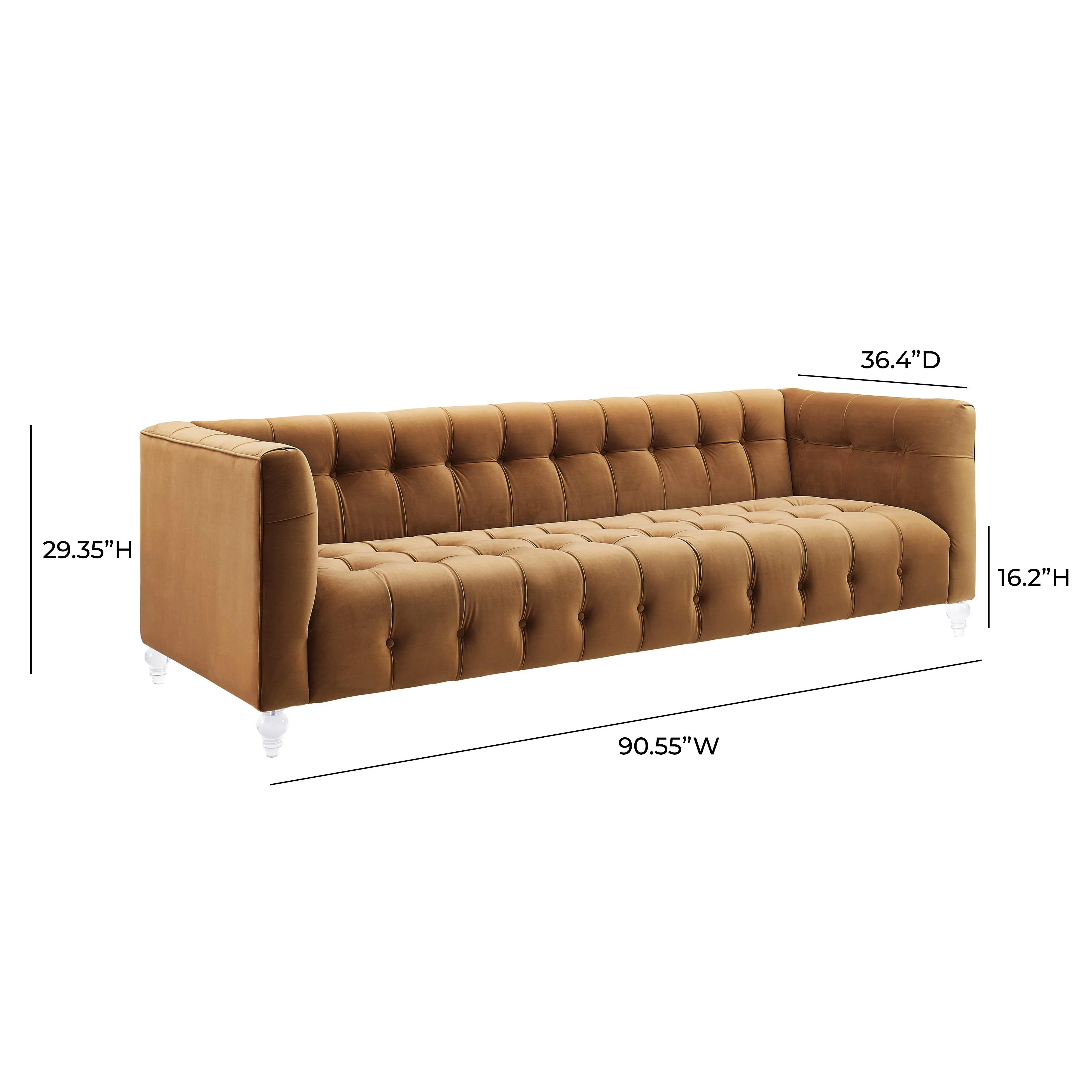 Bea 90.6" Performance Velvet Tufted Sofa - Image 18