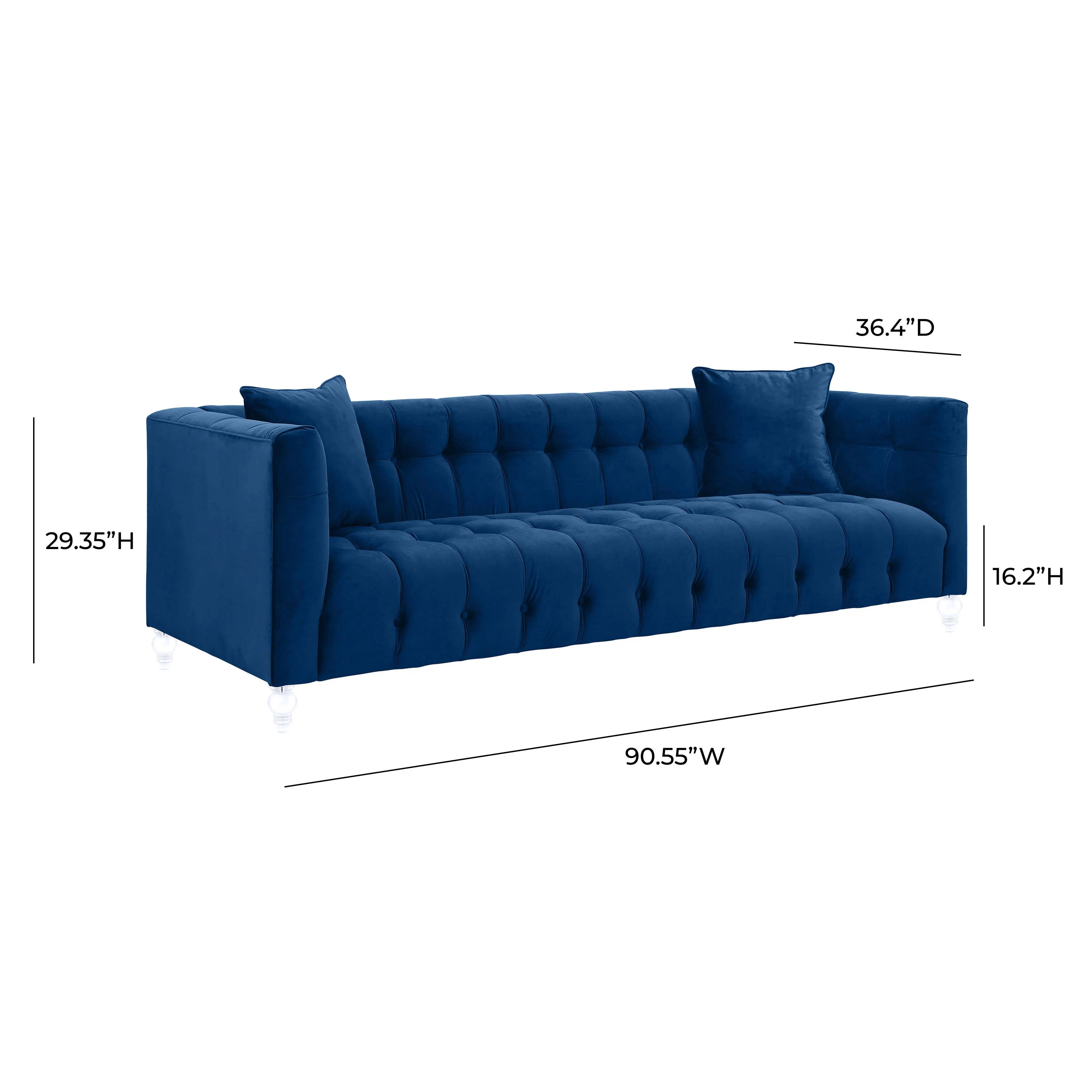 Bea 90.6" Performance Velvet Tufted Sofa - Image 5