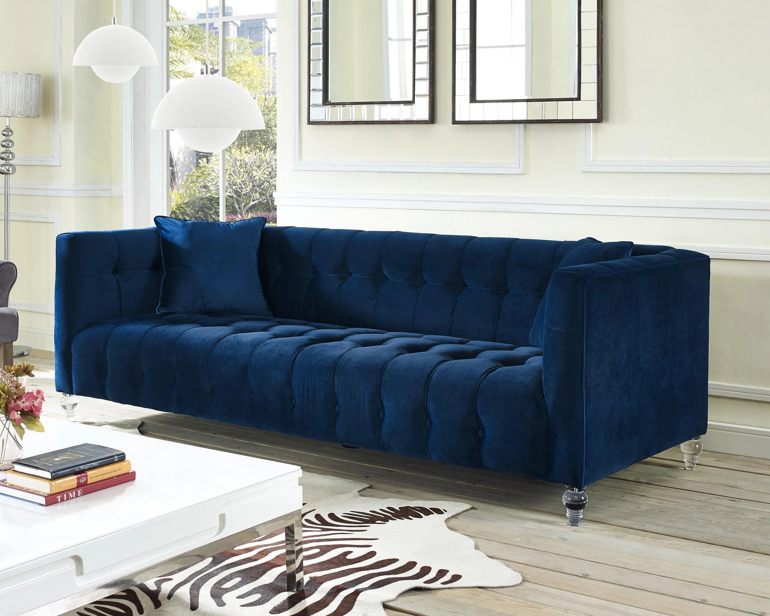 Bea 90.6" Performance Velvet Tufted Sofa - Image 6