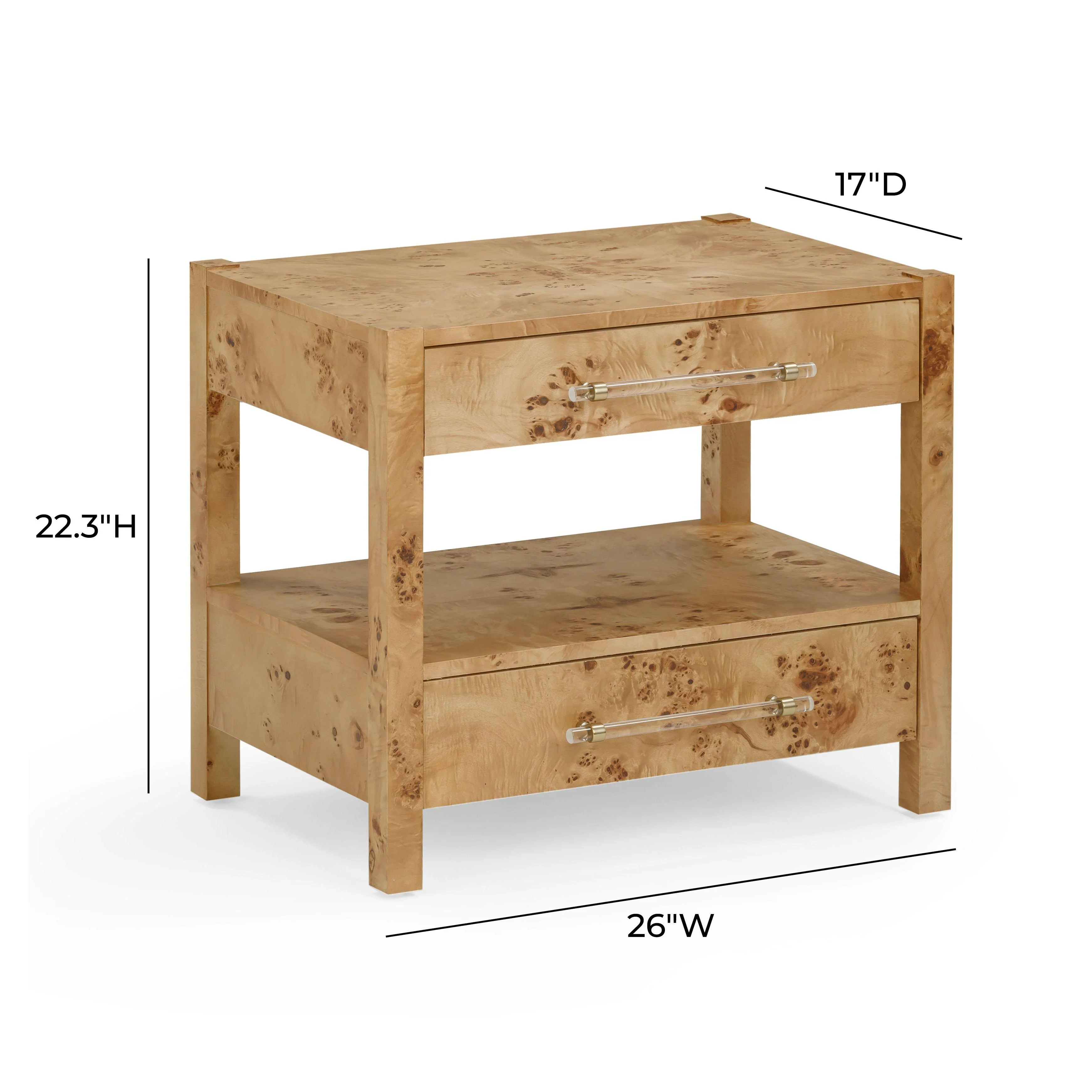 Brandyss 26" Burl 2-Drawer Nightstand - Image 39