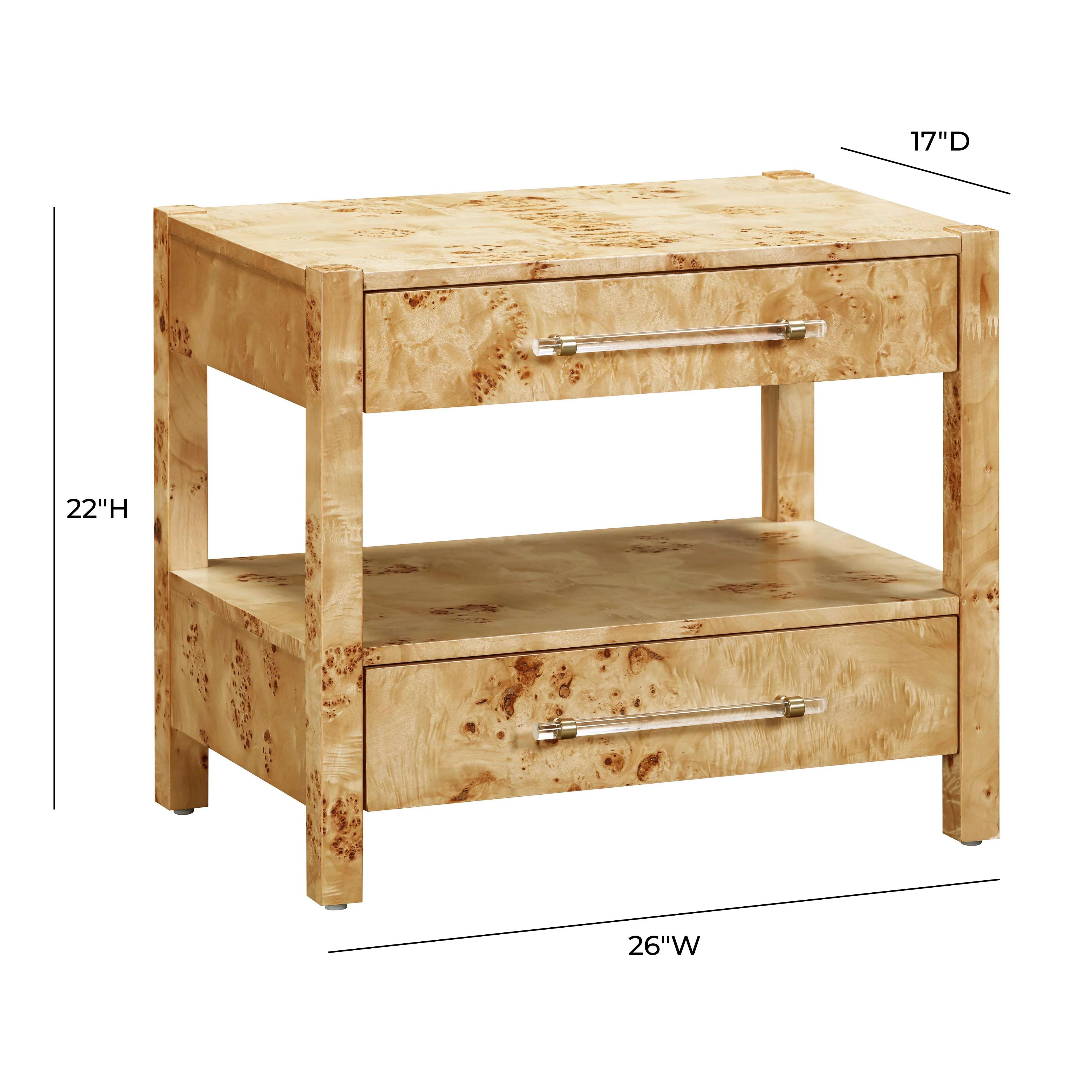 Brandyss 26" Burl 2-Drawer Nightstand - Image 9