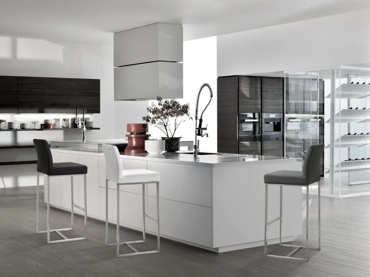 Denmark Performance Vegan Leather Stool with Silver Base - Set of 2 - Image 11