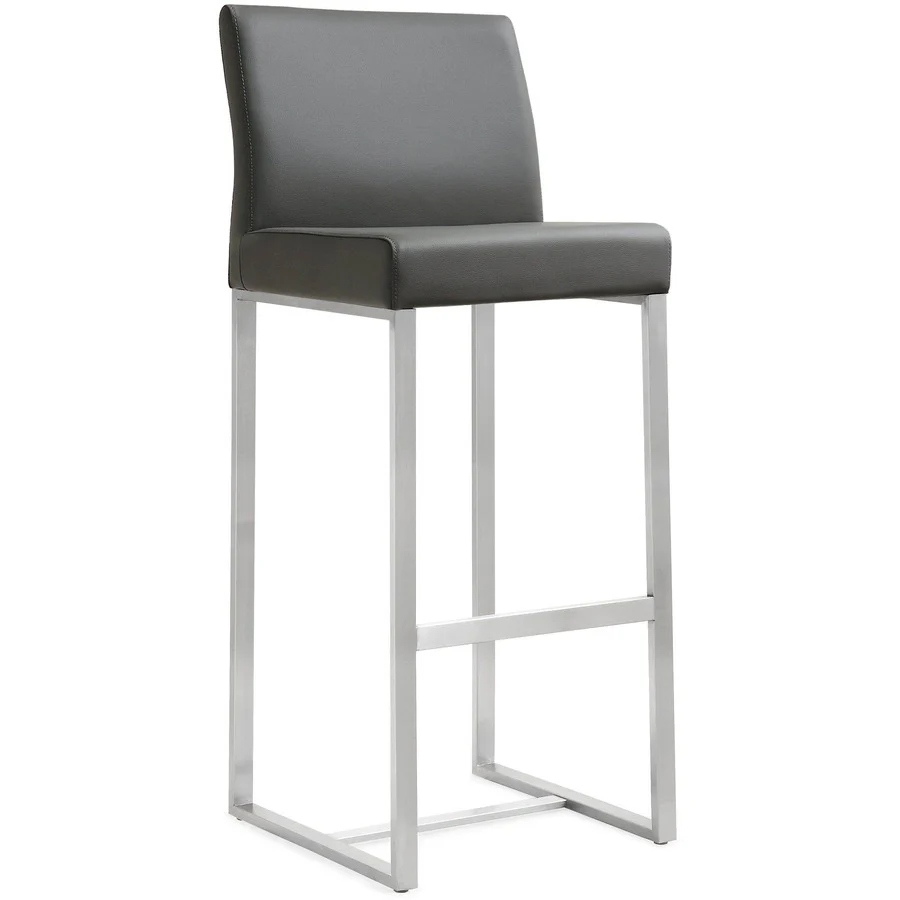 Denmark Performance Vegan Leather Stool with Silver Base - Set of 2 - Image 12