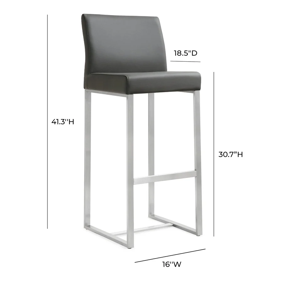Denmark Performance Vegan Leather Stool with Silver Base - Set of 2 - Image 19