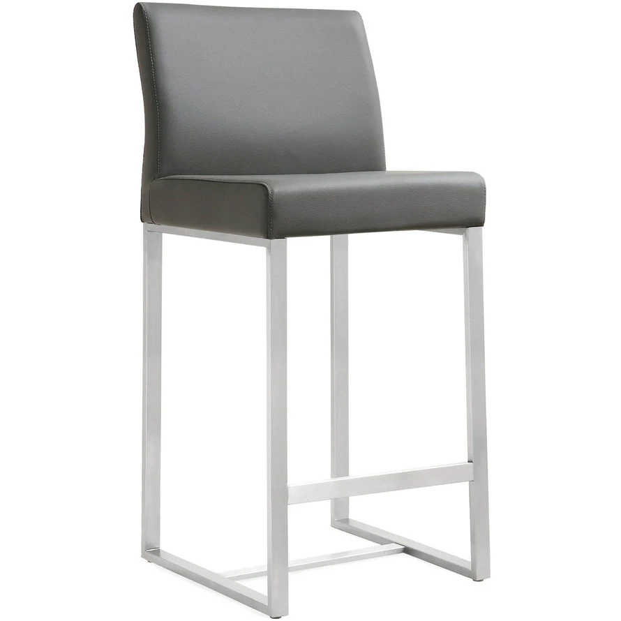 Denmark Performance Vegan Leather Stool with Silver Base - Set of 2 - Image 31