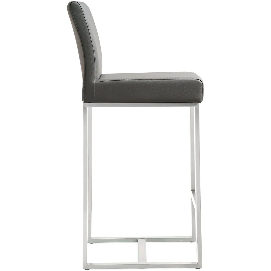 Denmark Performance Vegan Leather Stool with Silver Base - Set of 2 - Image 32