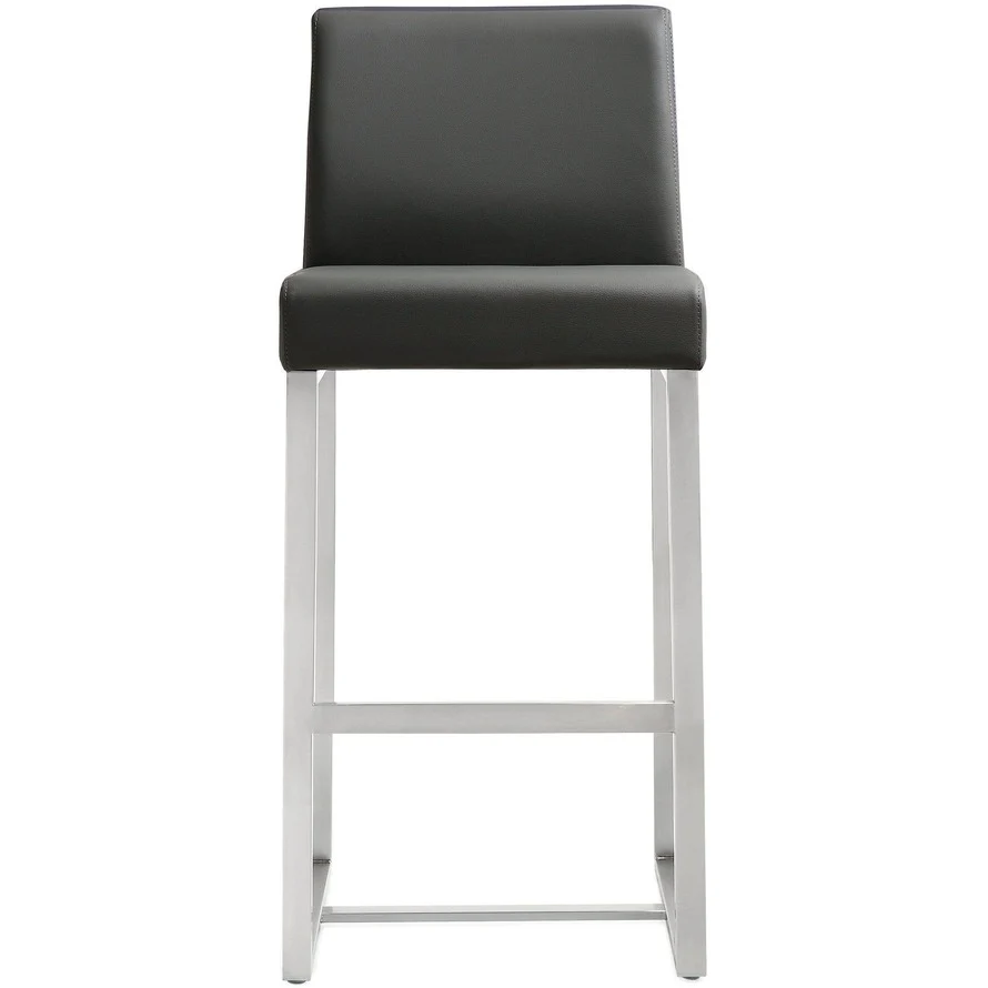 Denmark Performance Vegan Leather Stool with Silver Base - Set of 2 - Image 33