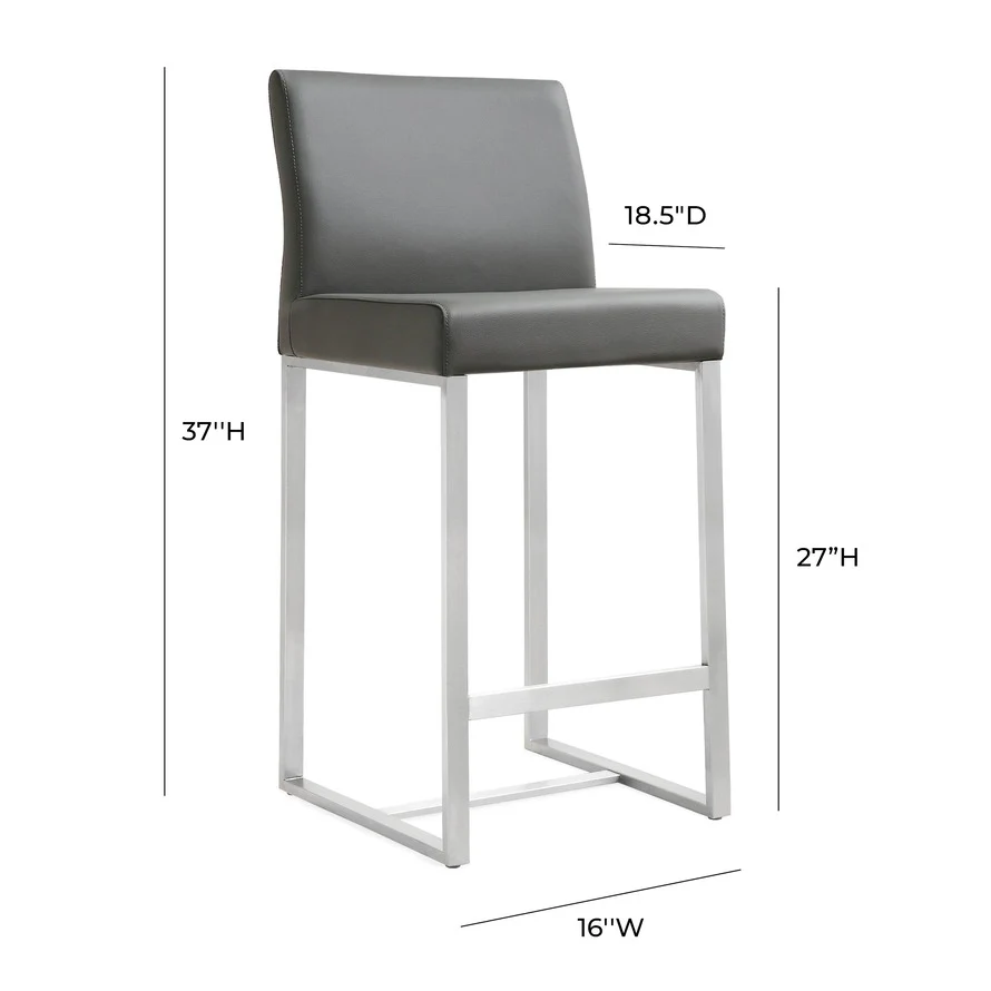 Denmark Performance Vegan Leather Stool with Silver Base - Set of 2 - Image 37
