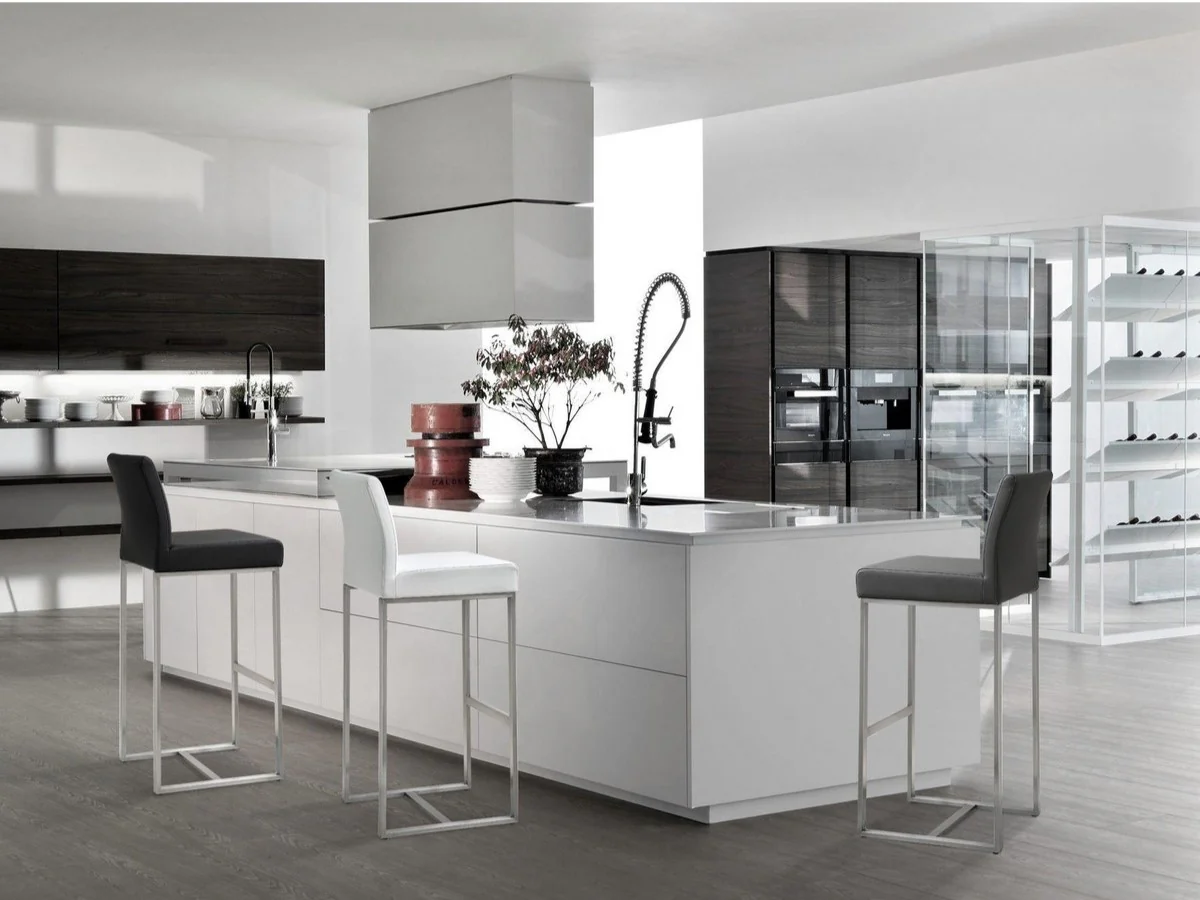 Denmark Performance Vegan Leather Stool with Silver Base - Set of 2 - Image 39