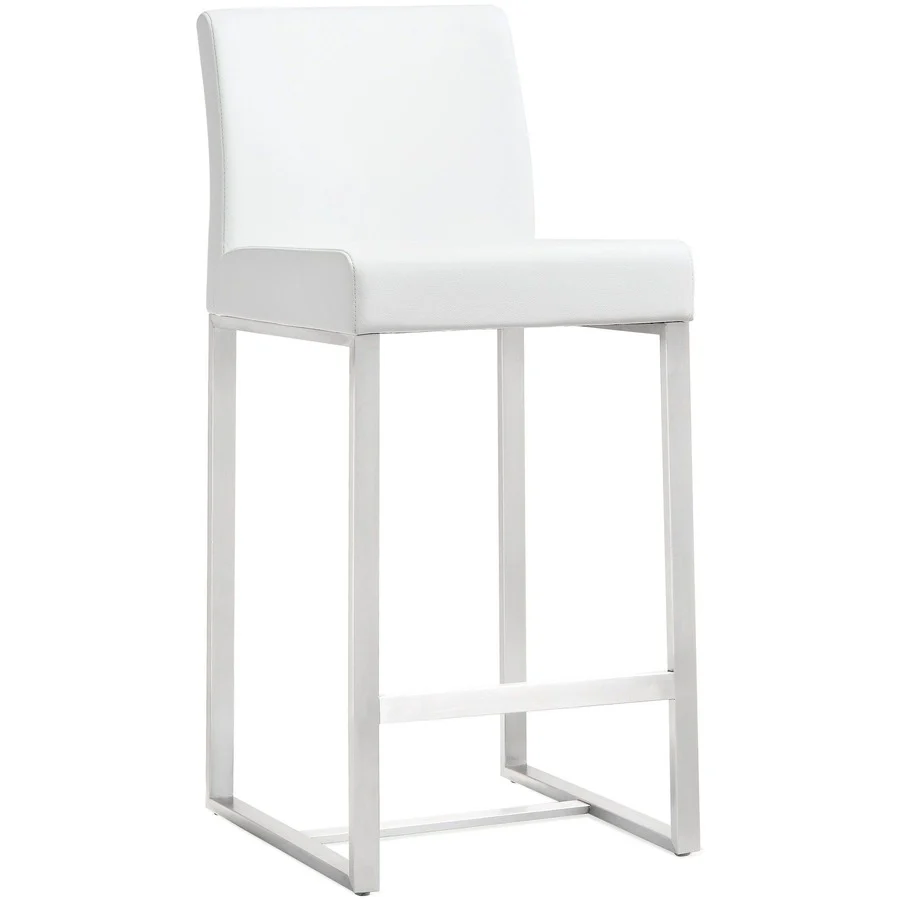 Denmark Performance Vegan Leather Stool with Silver Base - Set of 2 - Image 40