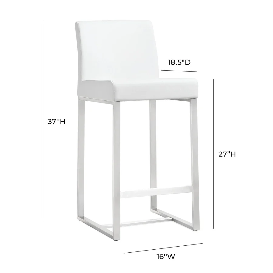 Denmark Performance Vegan Leather Stool with Silver Base - Set of 2 - Image 46