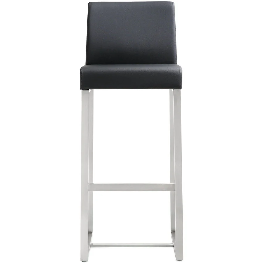 Denmark Performance Vegan Leather Stool with Silver Base - Set of 2 - Image 5
