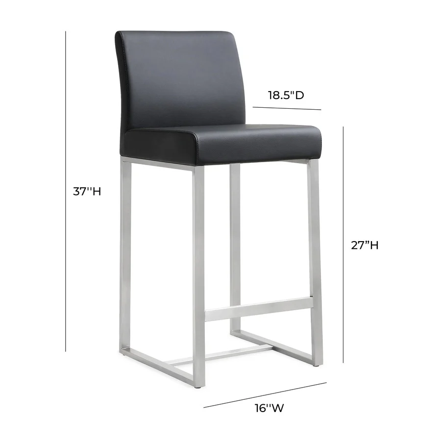 Denmark Performance Vegan Leather Stool with Silver Base - Set of 2 - Image 55