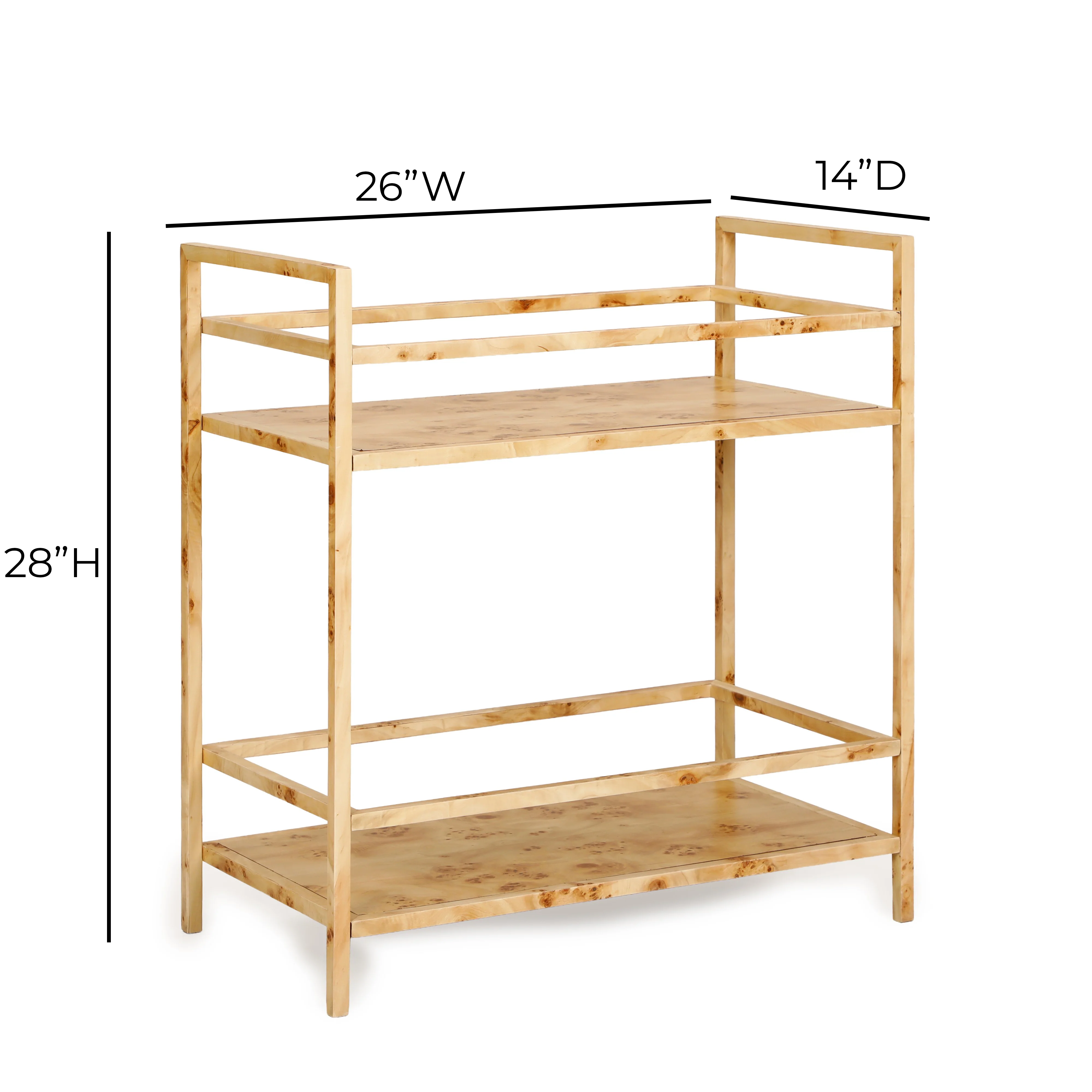Destin Natural Burl Contract-Grade Bar Cart - Image 8
