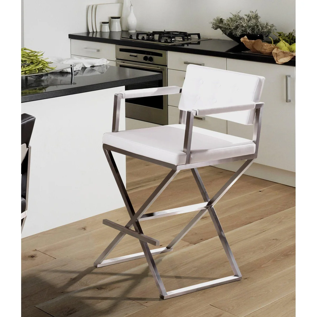 Director Performance Vegan Leather Stool with Silver Base - Image 18