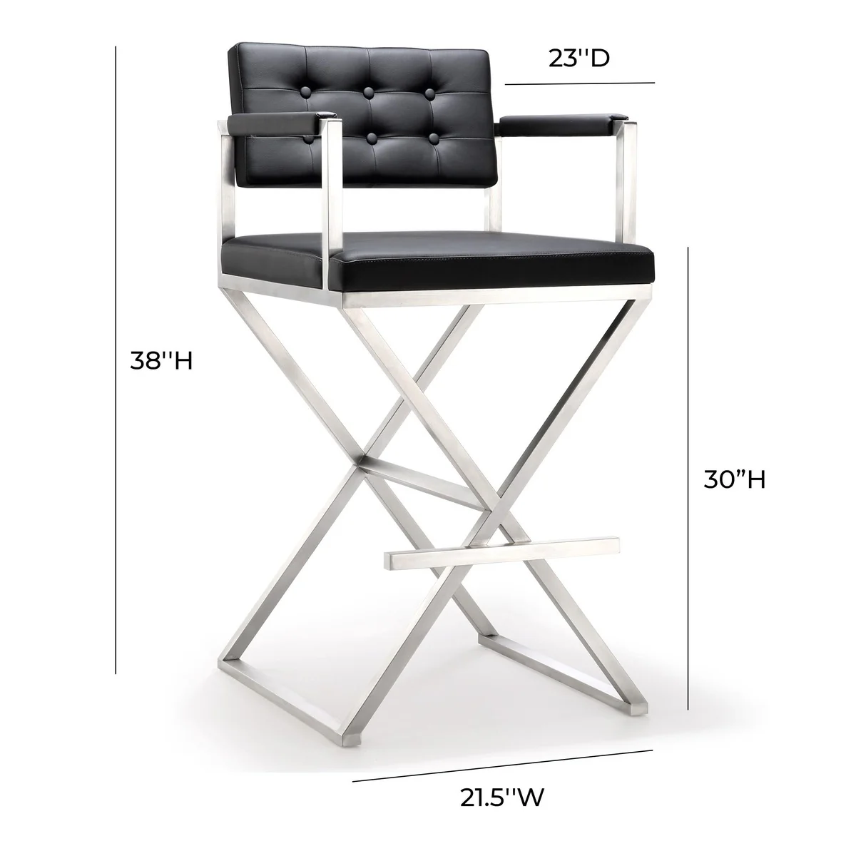 Director Performance Vegan Leather Stool with Silver Base - Image 27
