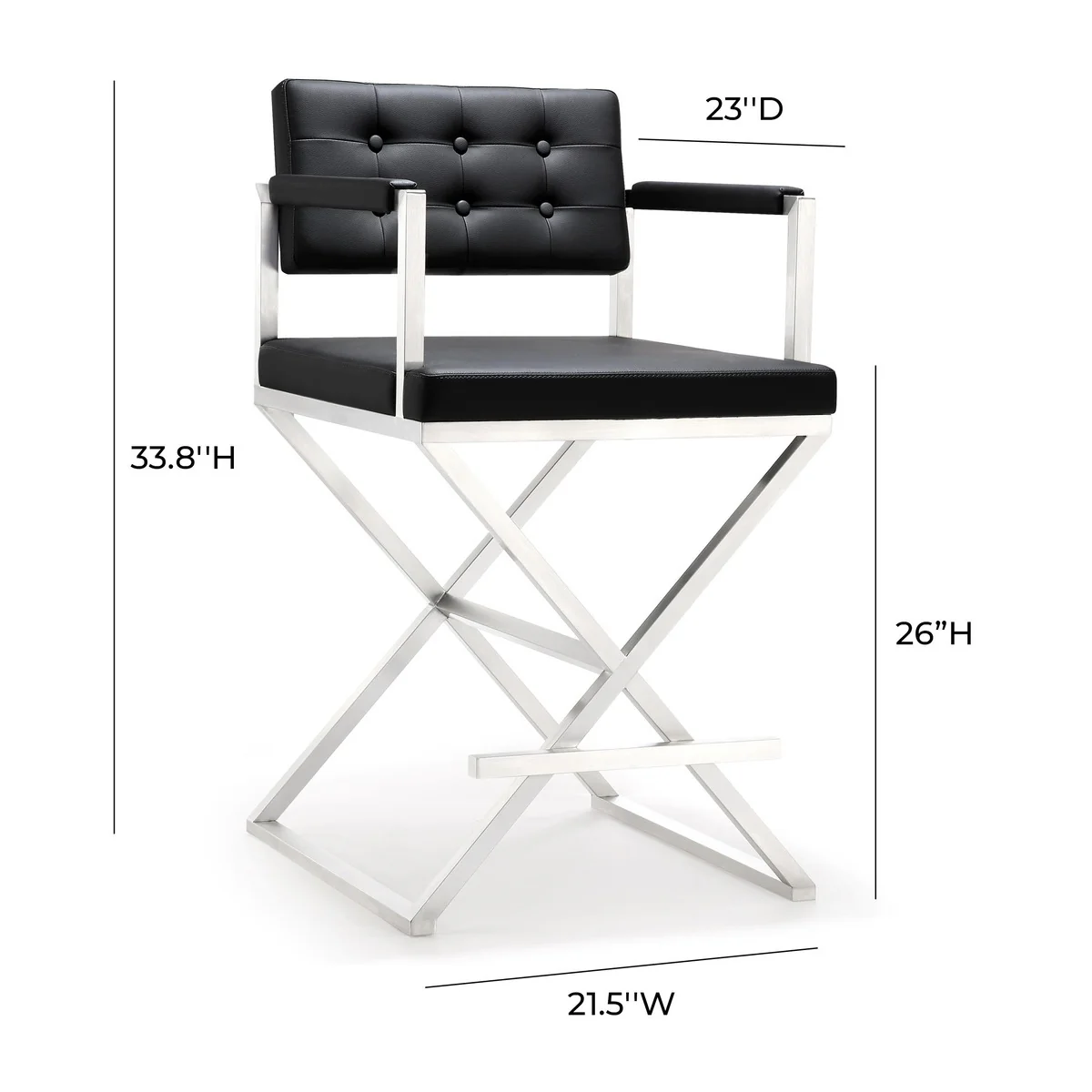 Director Performance Vegan Leather Stool with Silver Base - Image 36