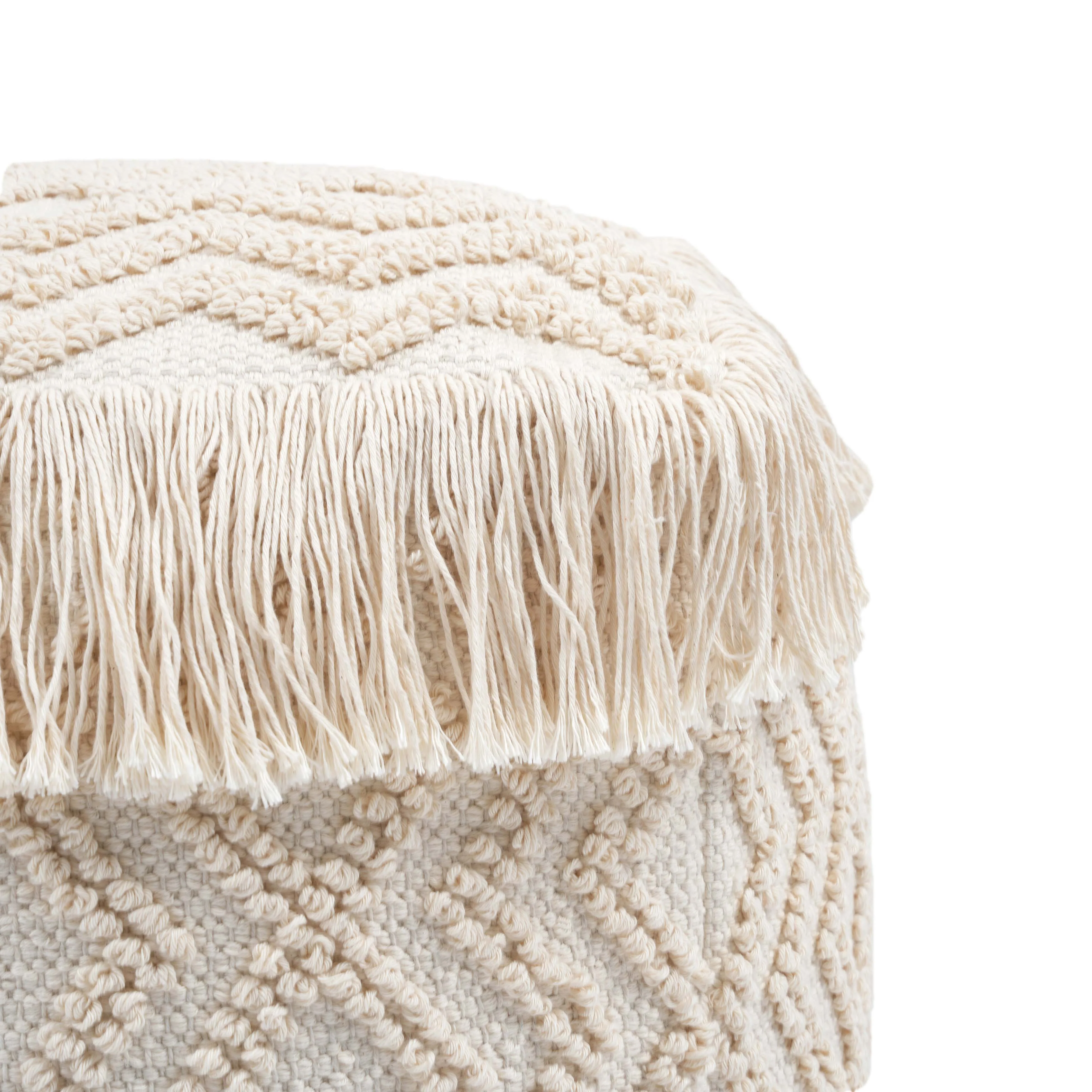 Inca Cream Cotton Pouf - Image 4