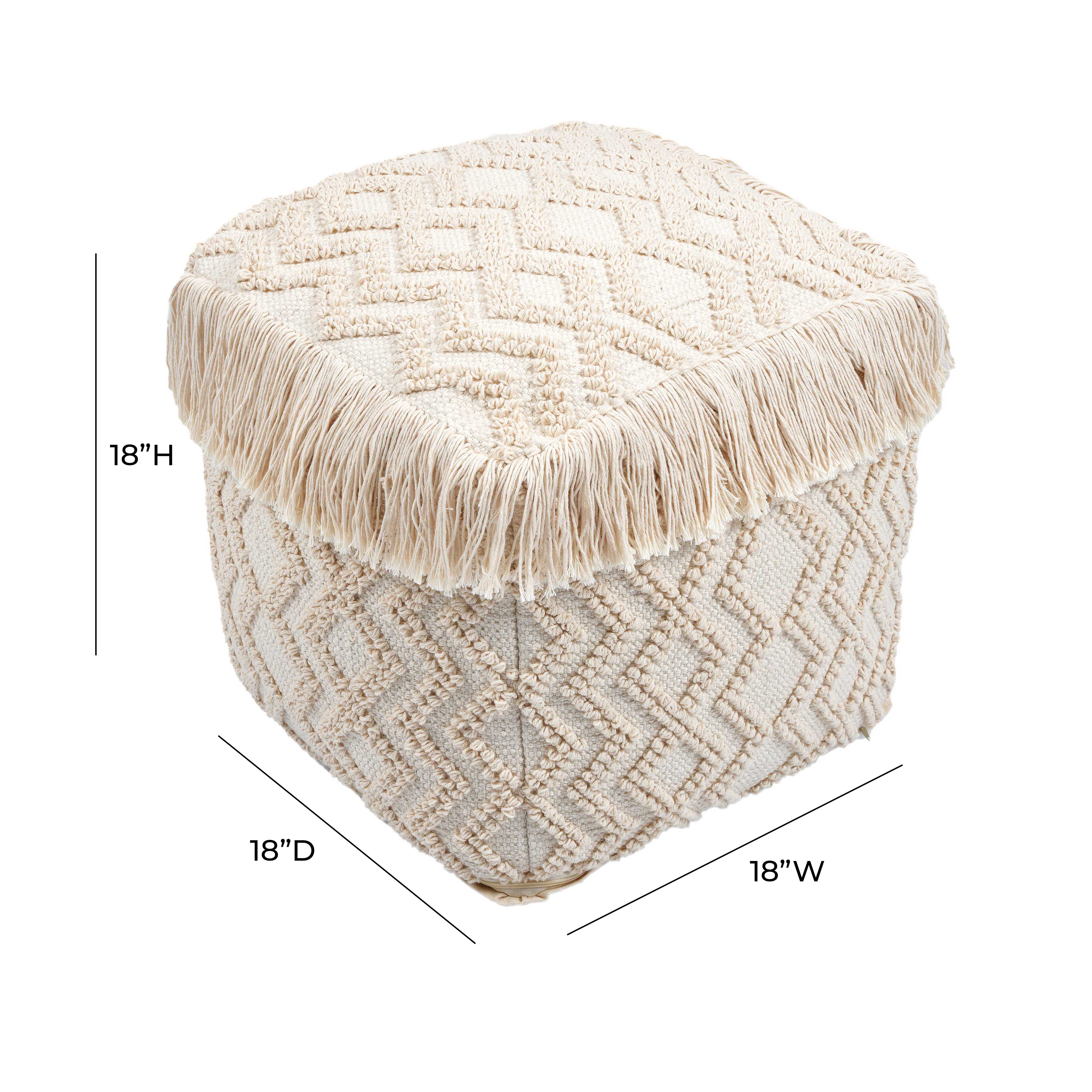 Inca Cream Cotton Pouf - Image 6
