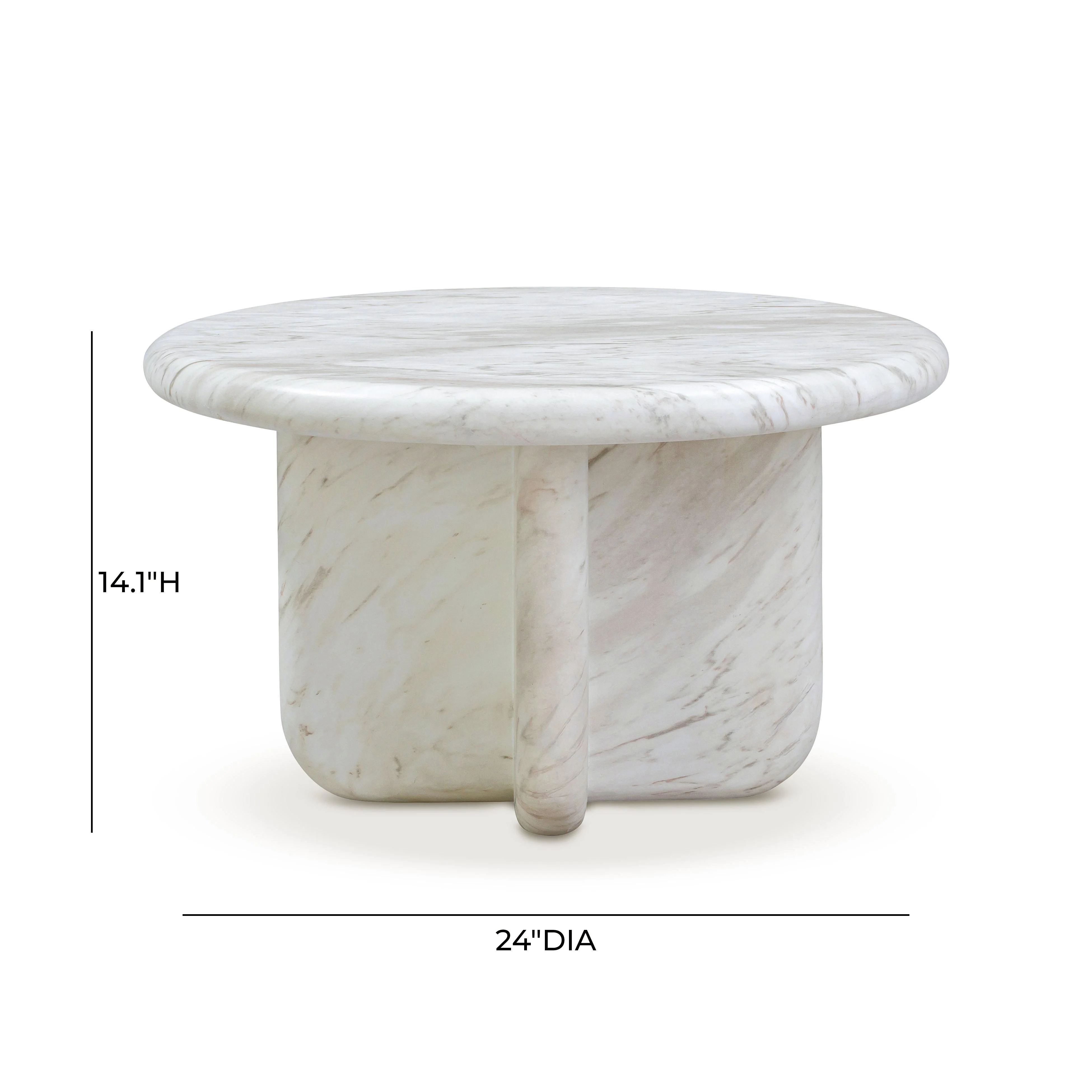 Juju Faux Marble Indoor/Outdoor Round Coffee Table (24"-32") - Image 6
