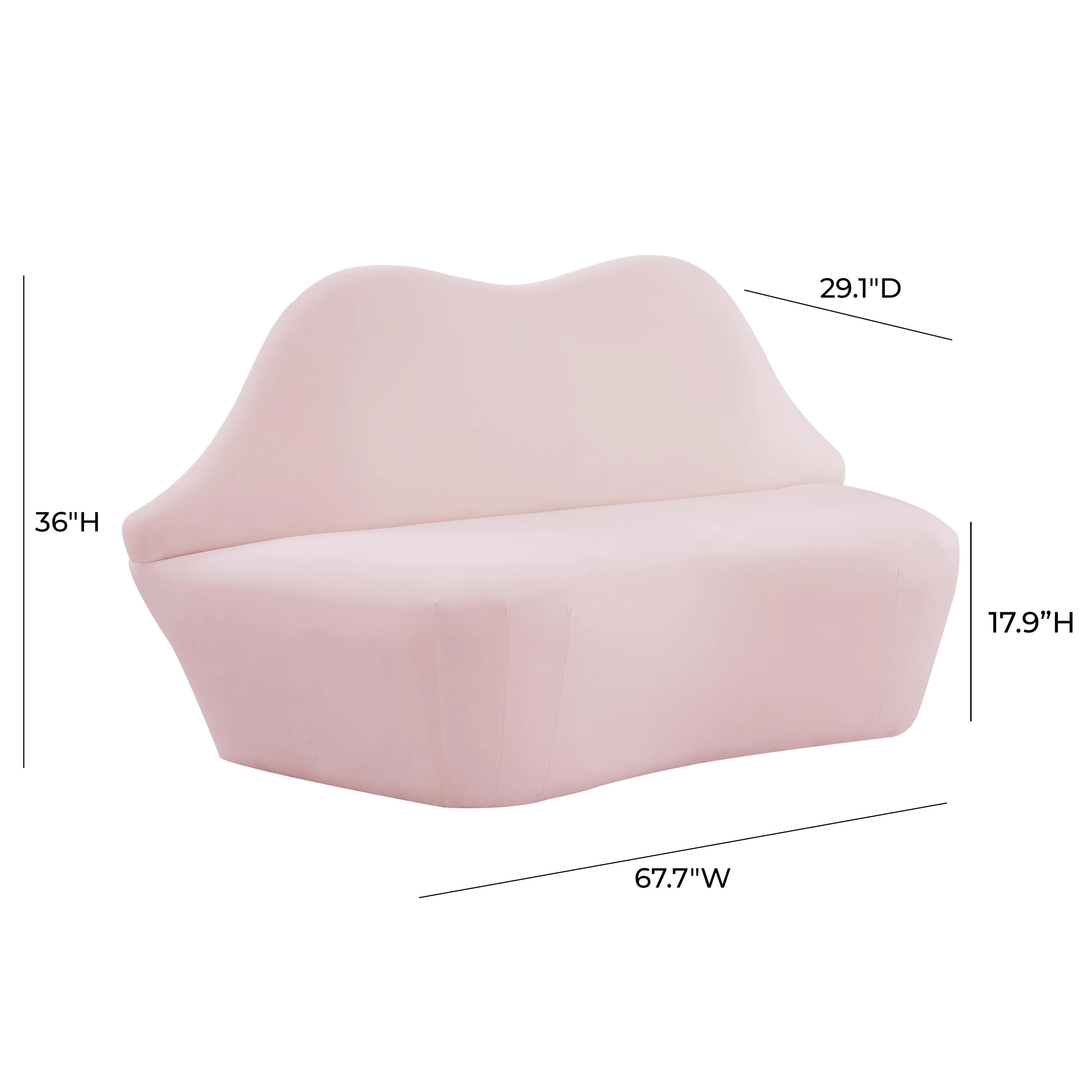 Lips 68" Performance Velvet Settee - Image 12