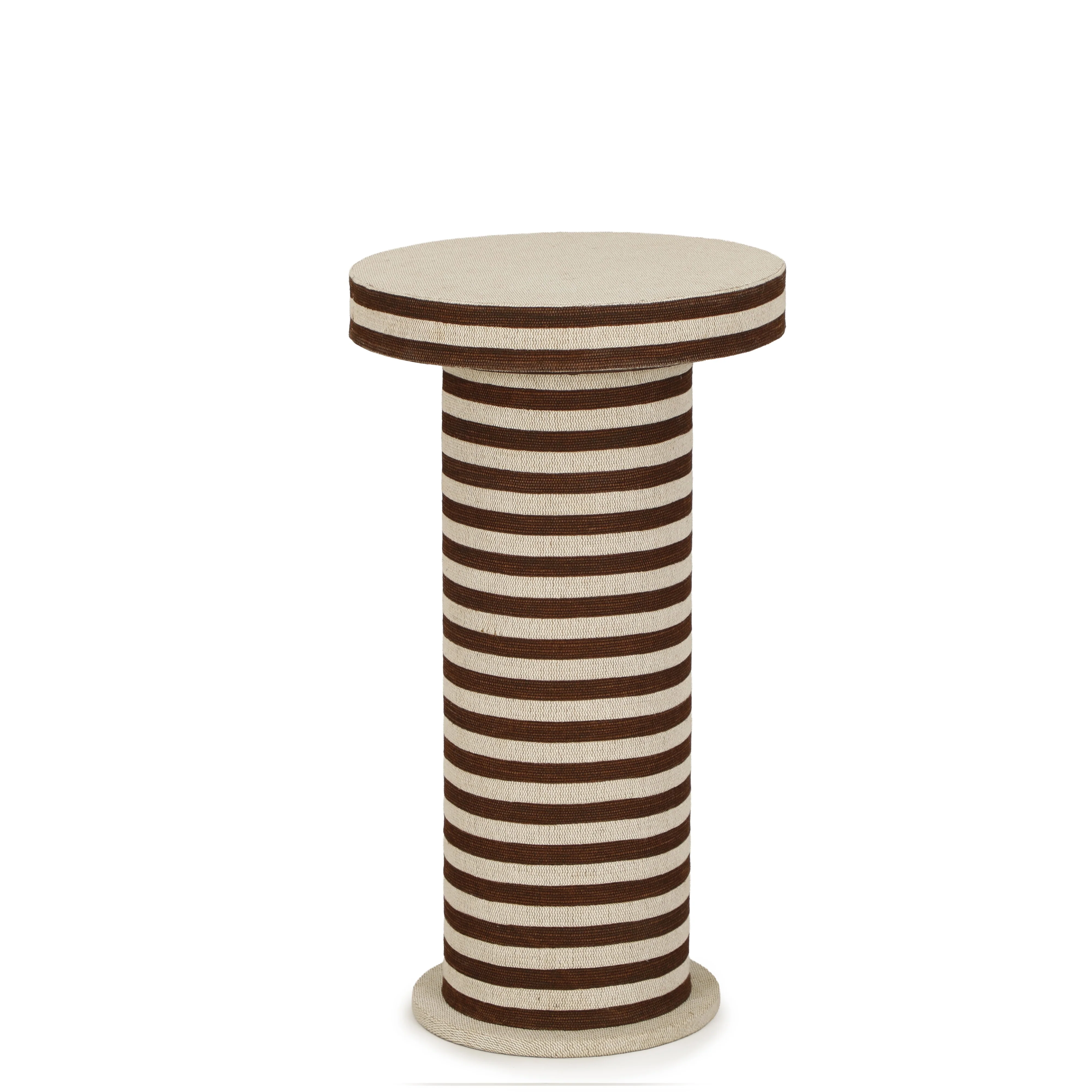 Lyra Natural Striped Cotton Jute Contract-Grade Side Table - Image 4