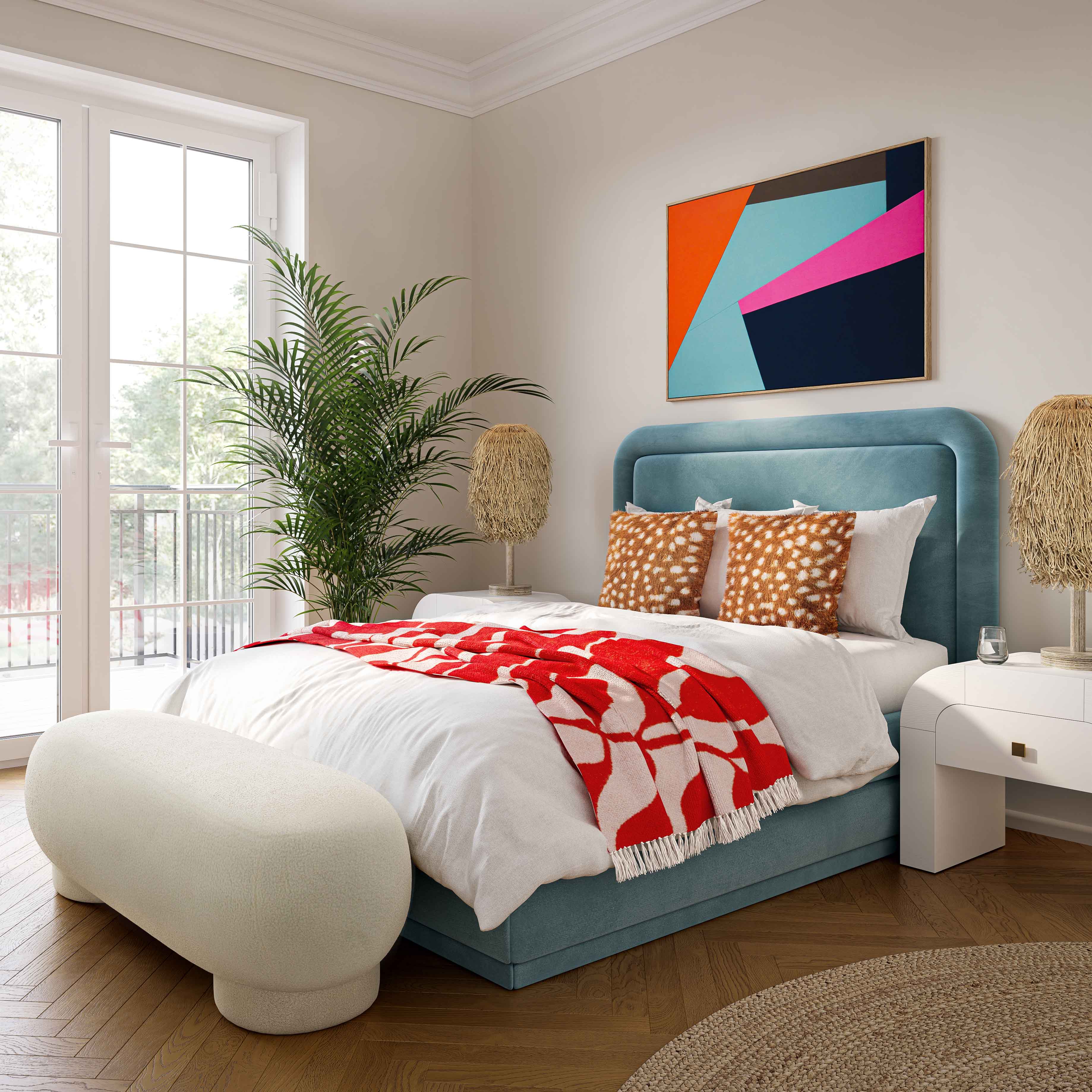 Mara 43" Performance Vegan Shearling Ottoman - Image 8