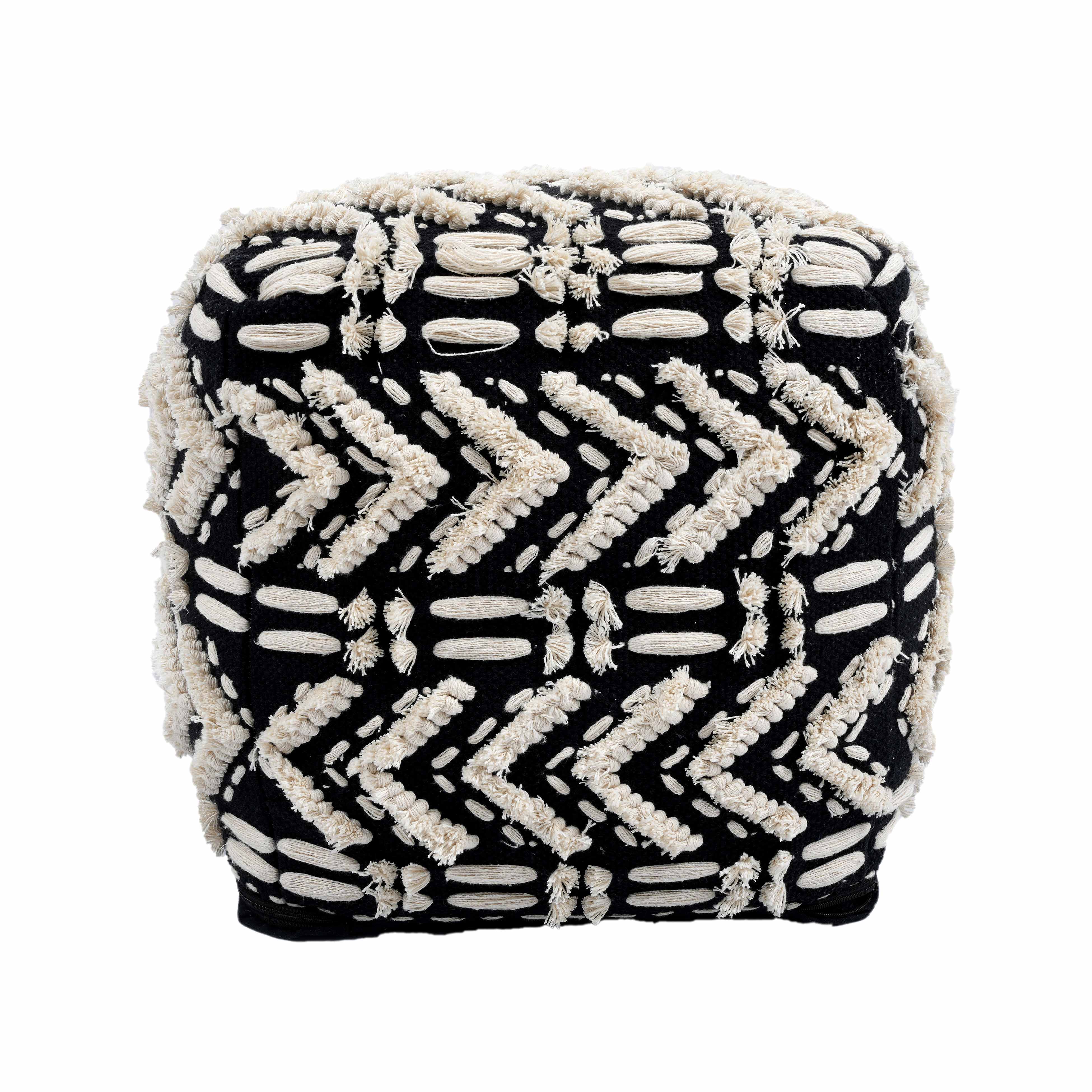 Mariel Black Cotton Pouf - Image 3