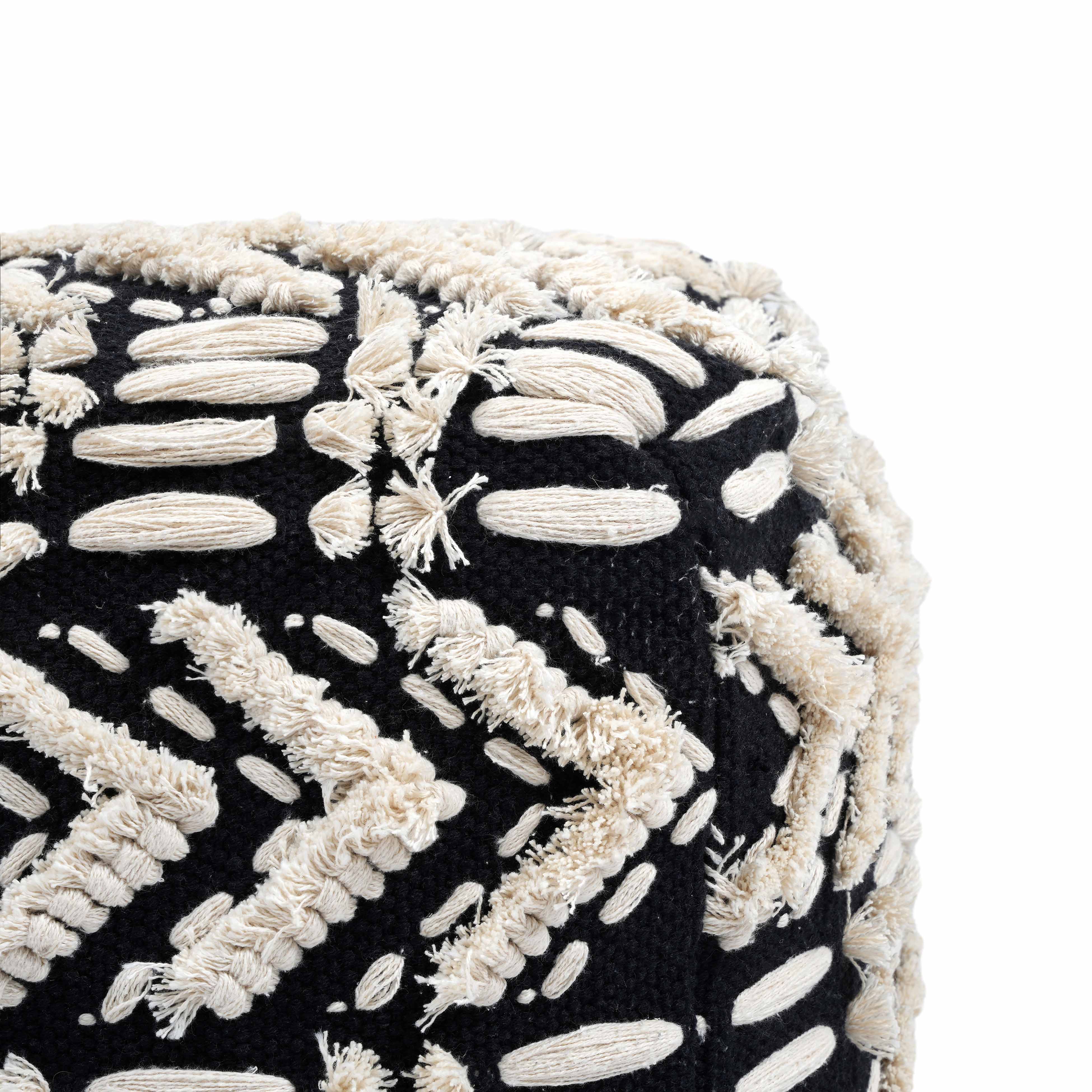 Mariel Black Cotton Pouf - Image 4