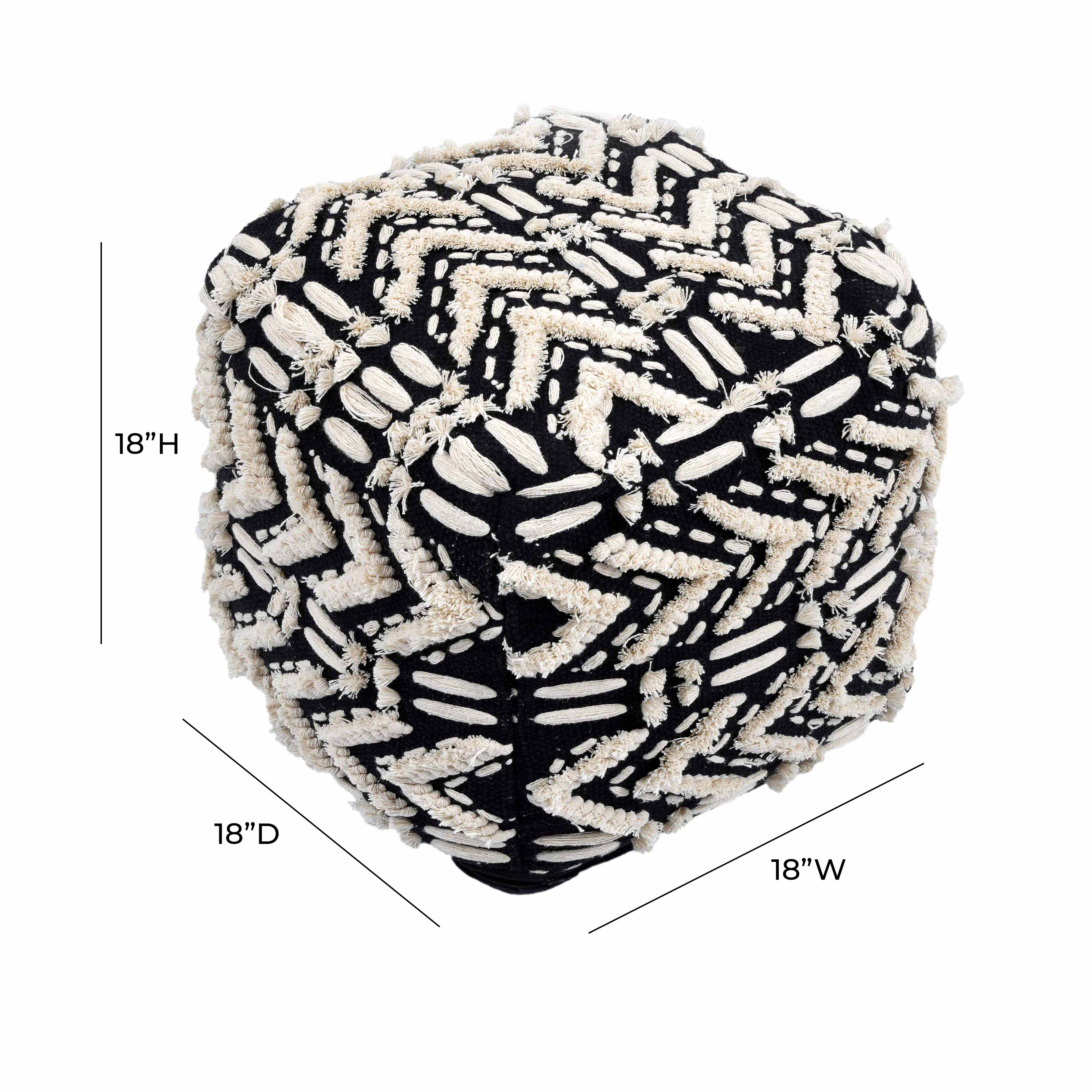Mariel Black Cotton Pouf - Image 6