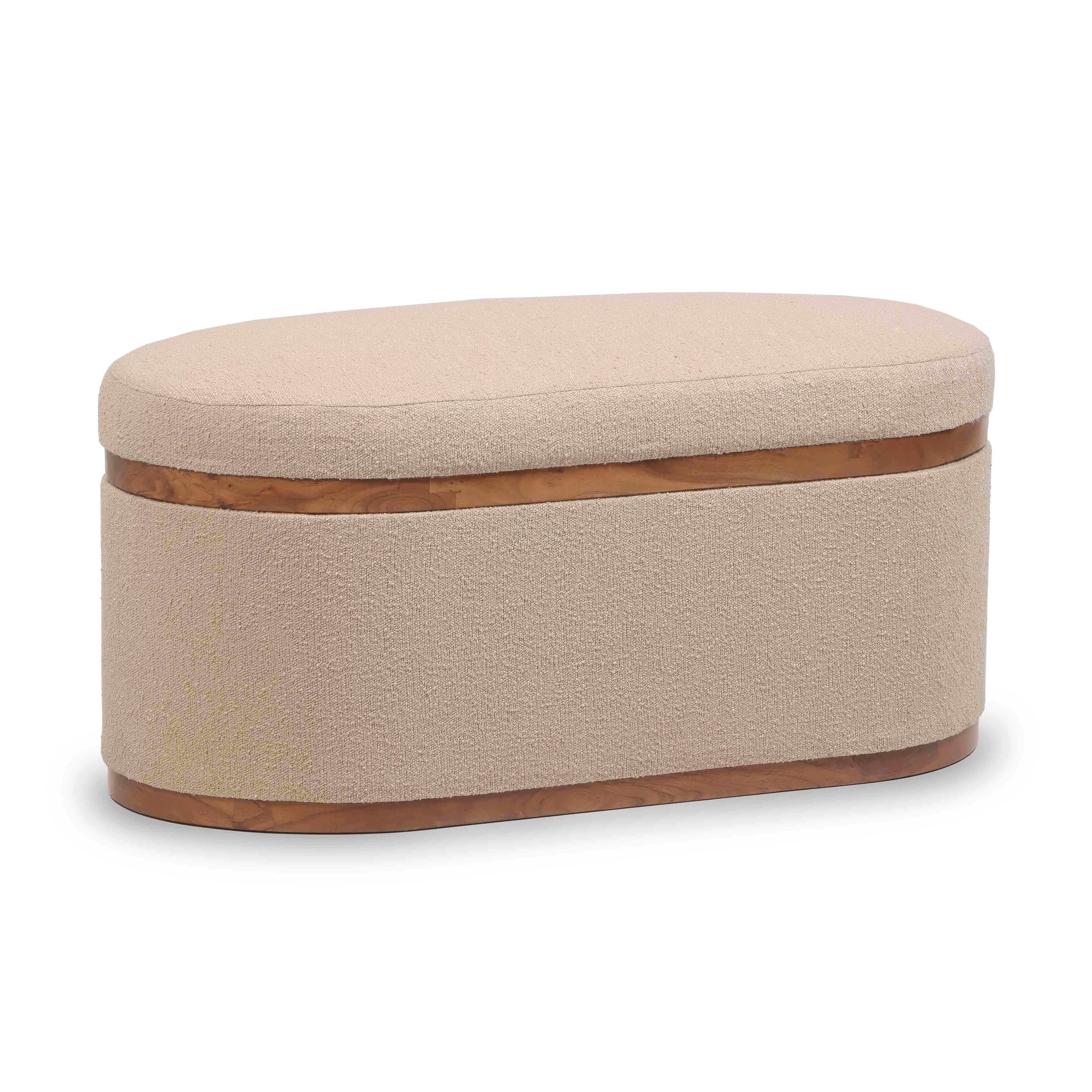 Olivier 41" Boucle Oval Storage Ottoman - Image 10