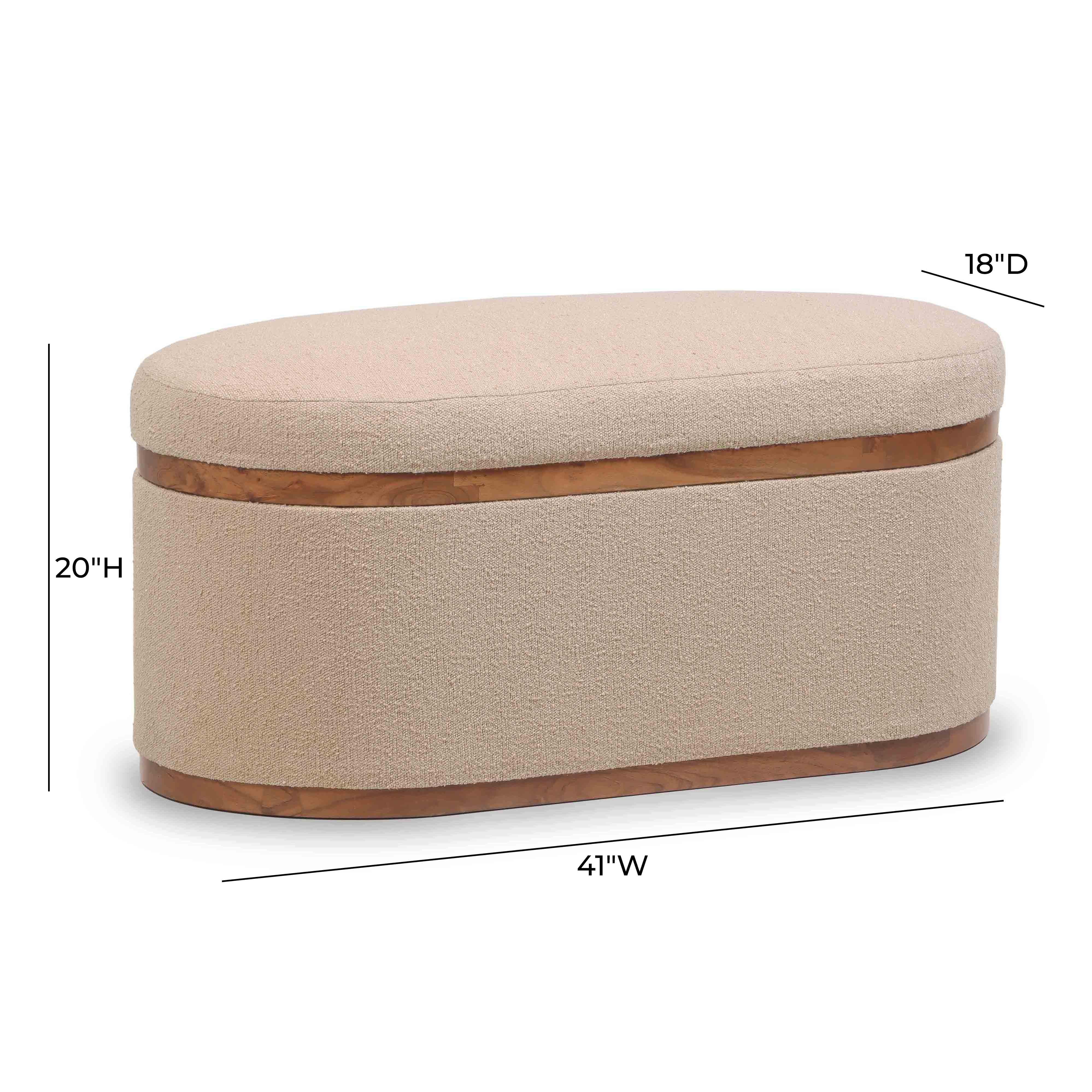 Olivier 41" Boucle Oval Storage Ottoman - Image 18