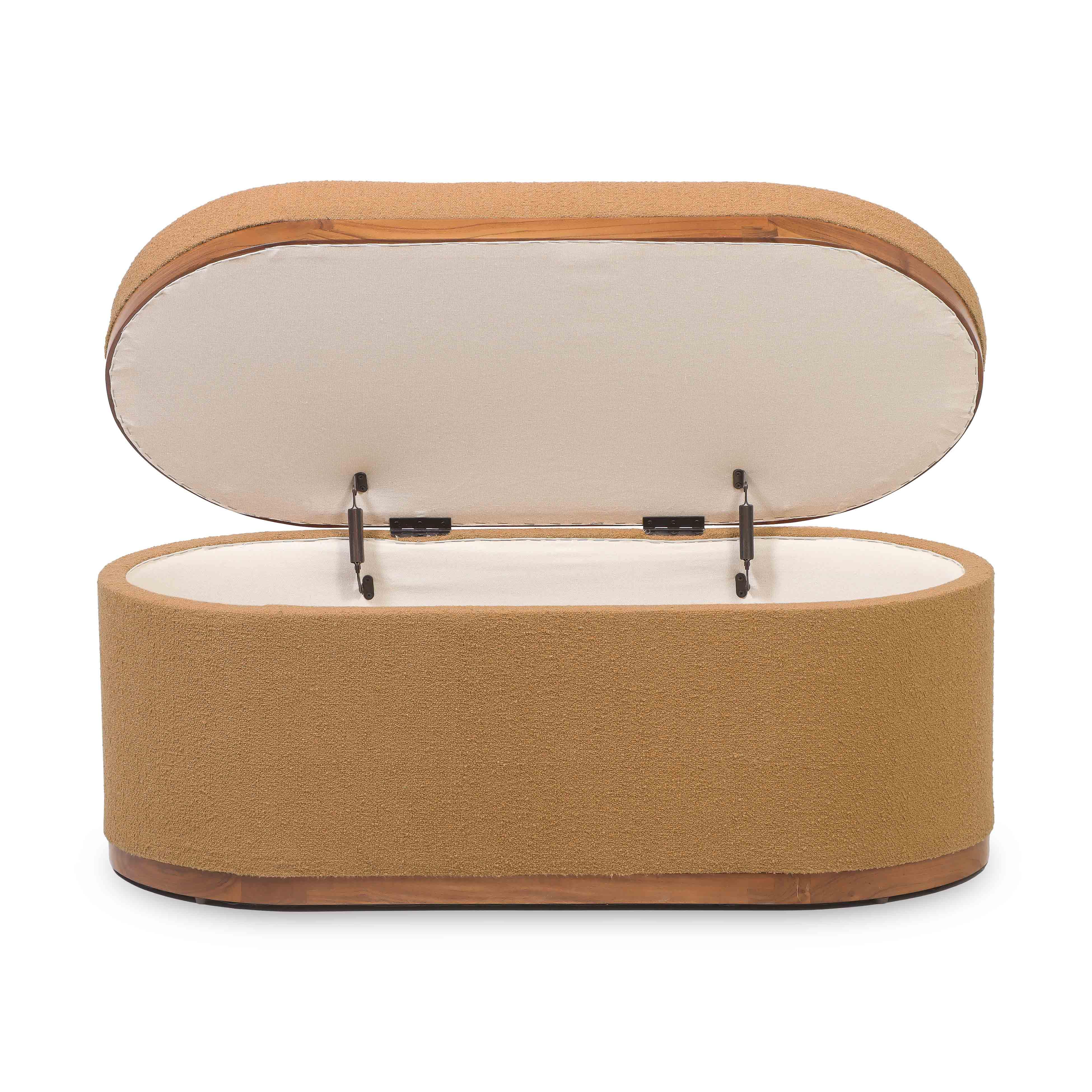 Olivier 41" Boucle Oval Storage Ottoman - Image 3