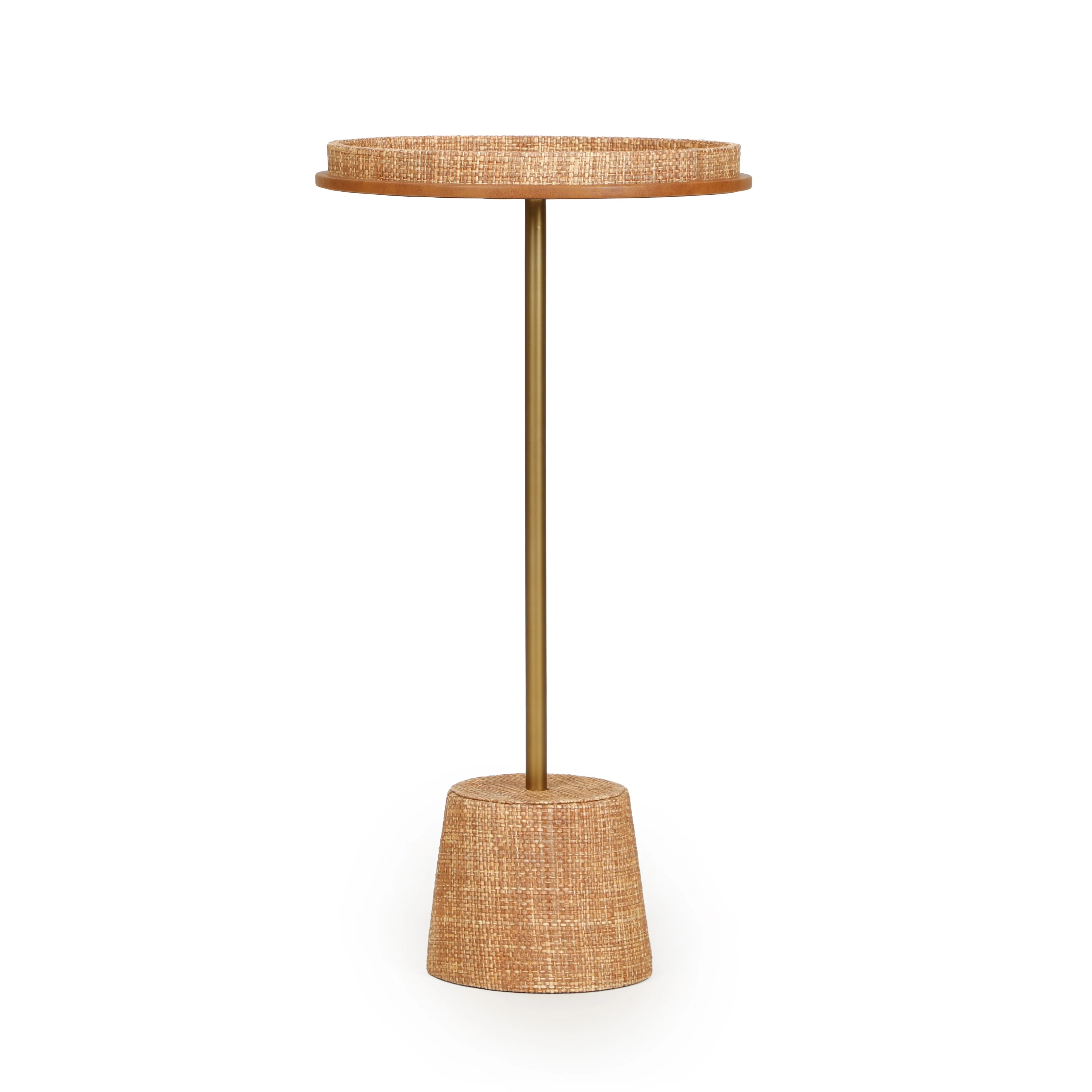 Saddle Natural Raffia Contract-Grade Side Table - Image 3