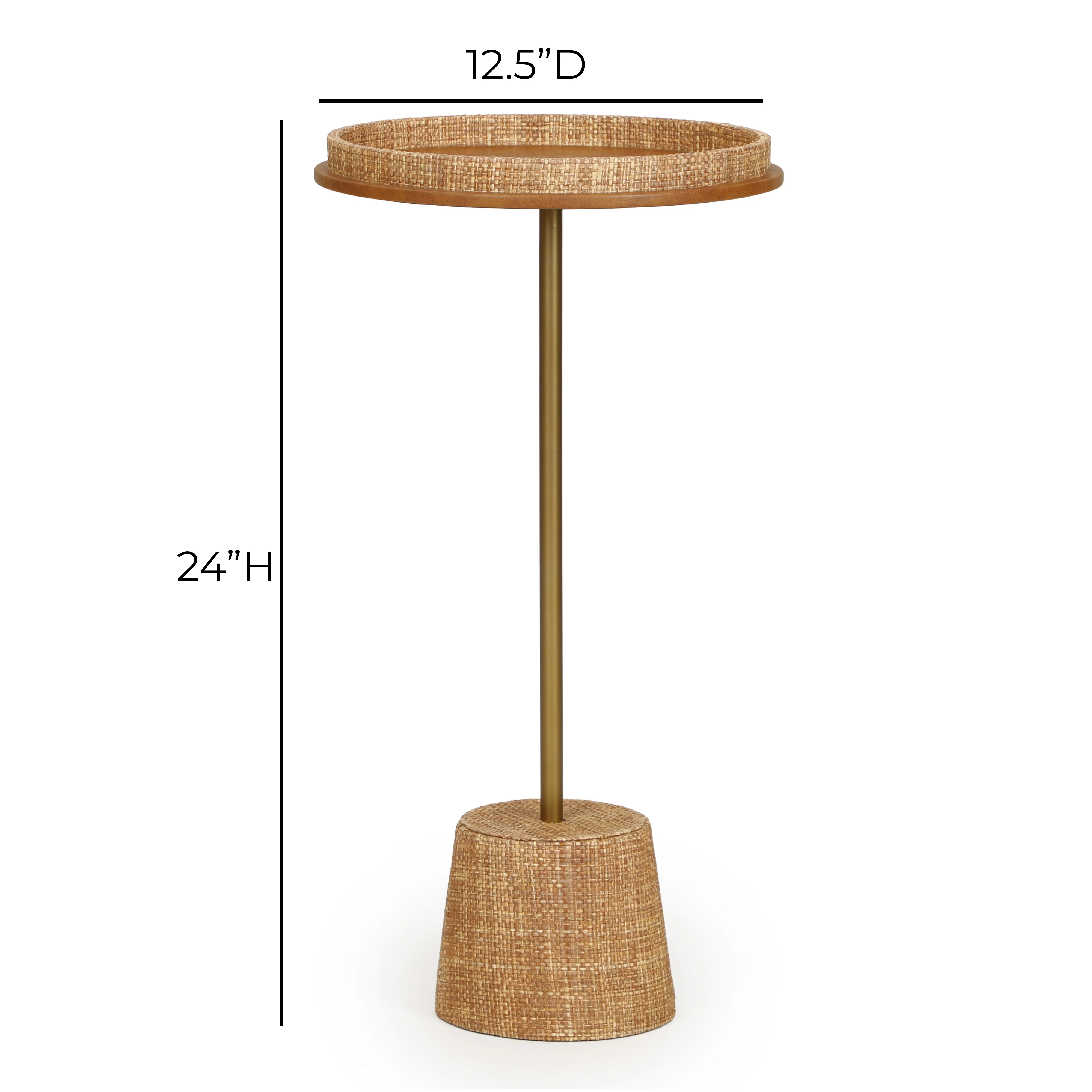 Saddle Natural Raffia Contract-Grade Side Table - Image 6