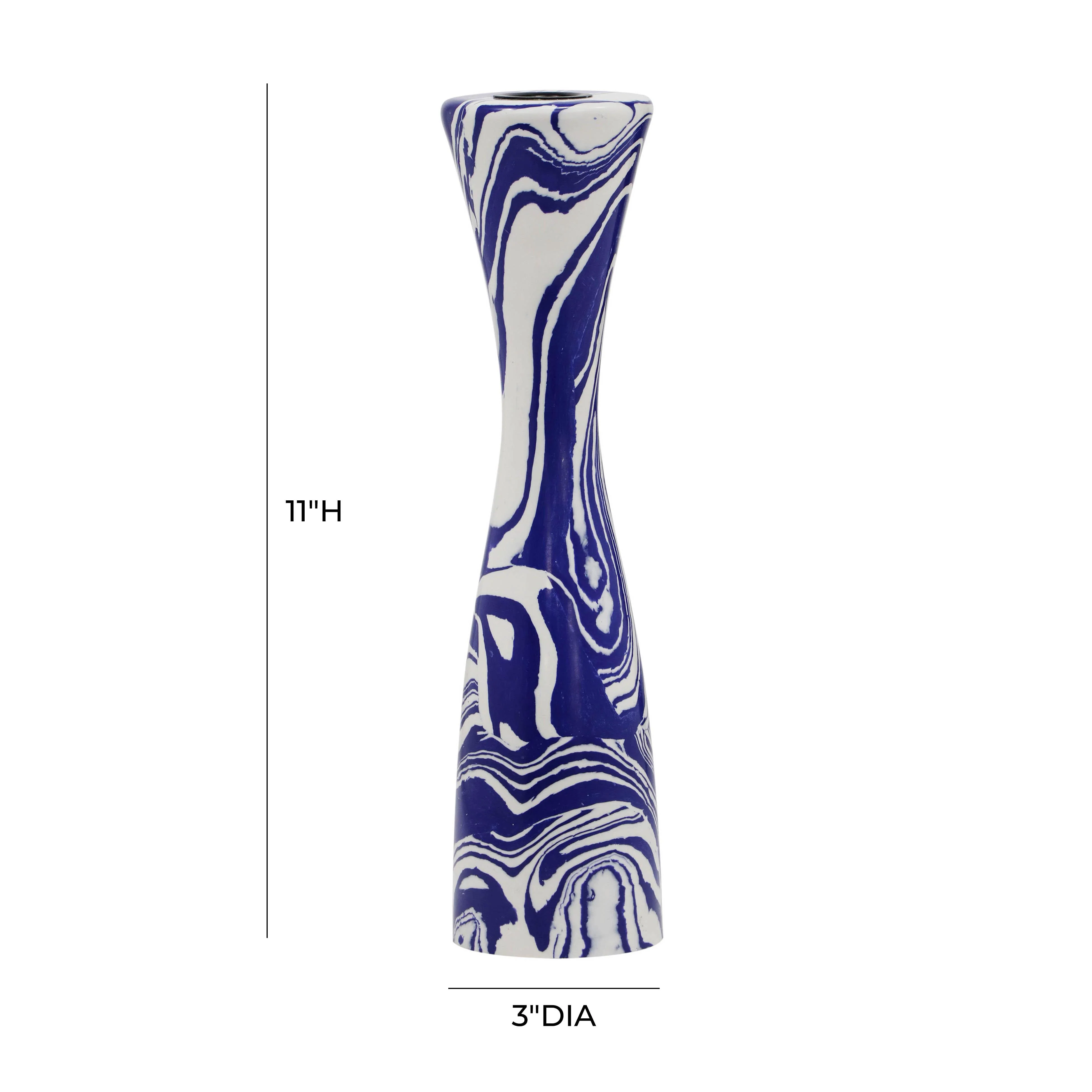 Serene Blue & White Swirl Resin Candlestick - Image 11